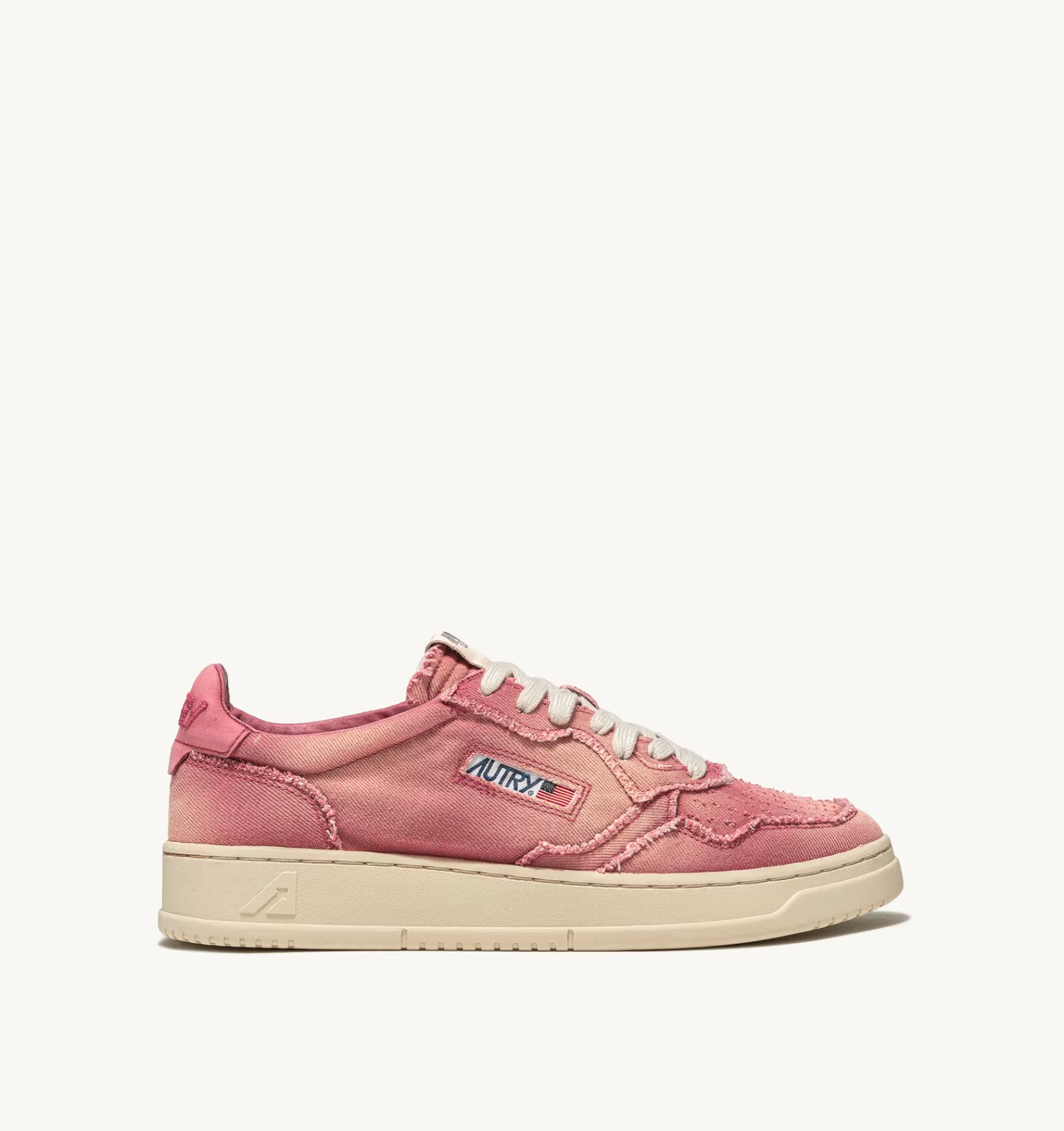 Frauen AUTRY Sneaker Medalist Low Aus Denim In Korallenrot