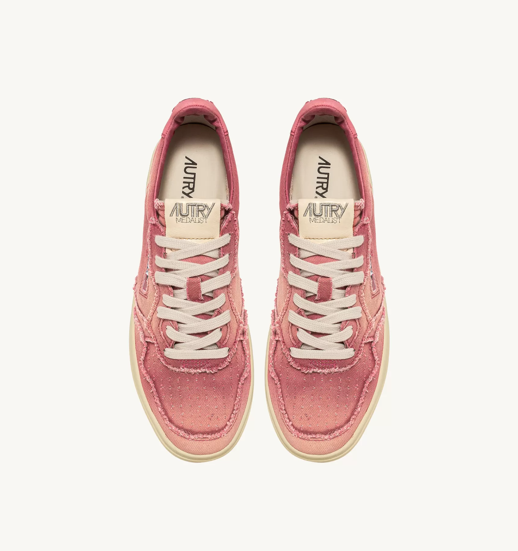 Frauen AUTRY Sneaker Medalist Low Aus Denim In Korallenrot
