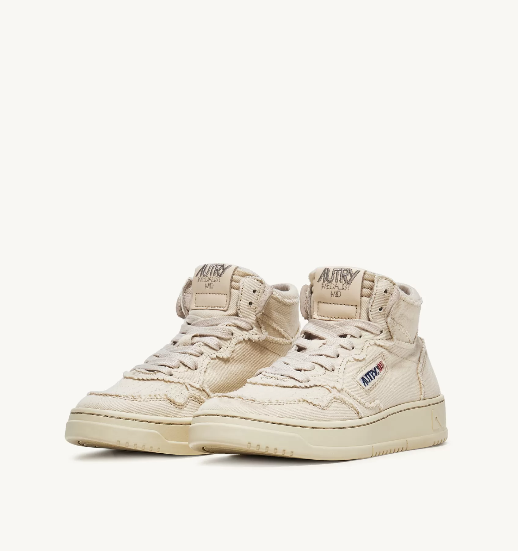 Frauen AUTRY Sneaker Medalist Mid Aus Denim In Elfenbeinfarbe