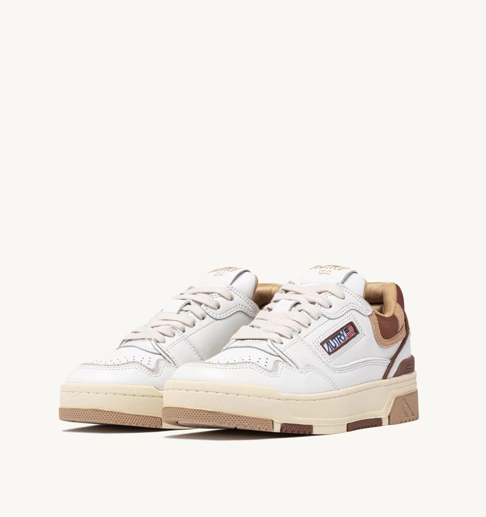 Frauen AUTRY Sneakers Clc Aus Leder In Weiss Beige Und Braun