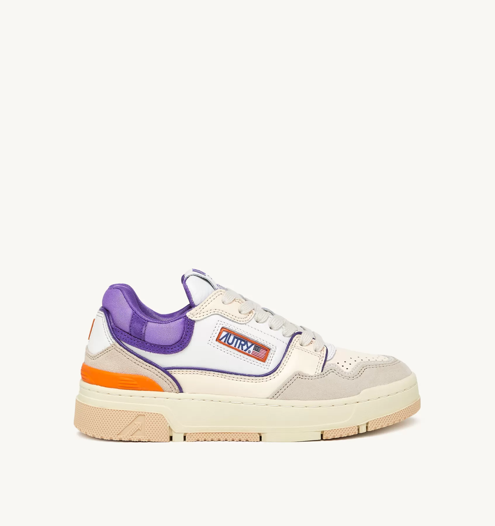 Frauen AUTRY Sneakers Clc Aus Leder In Weiss Und Lila Und Wildleder In Beige