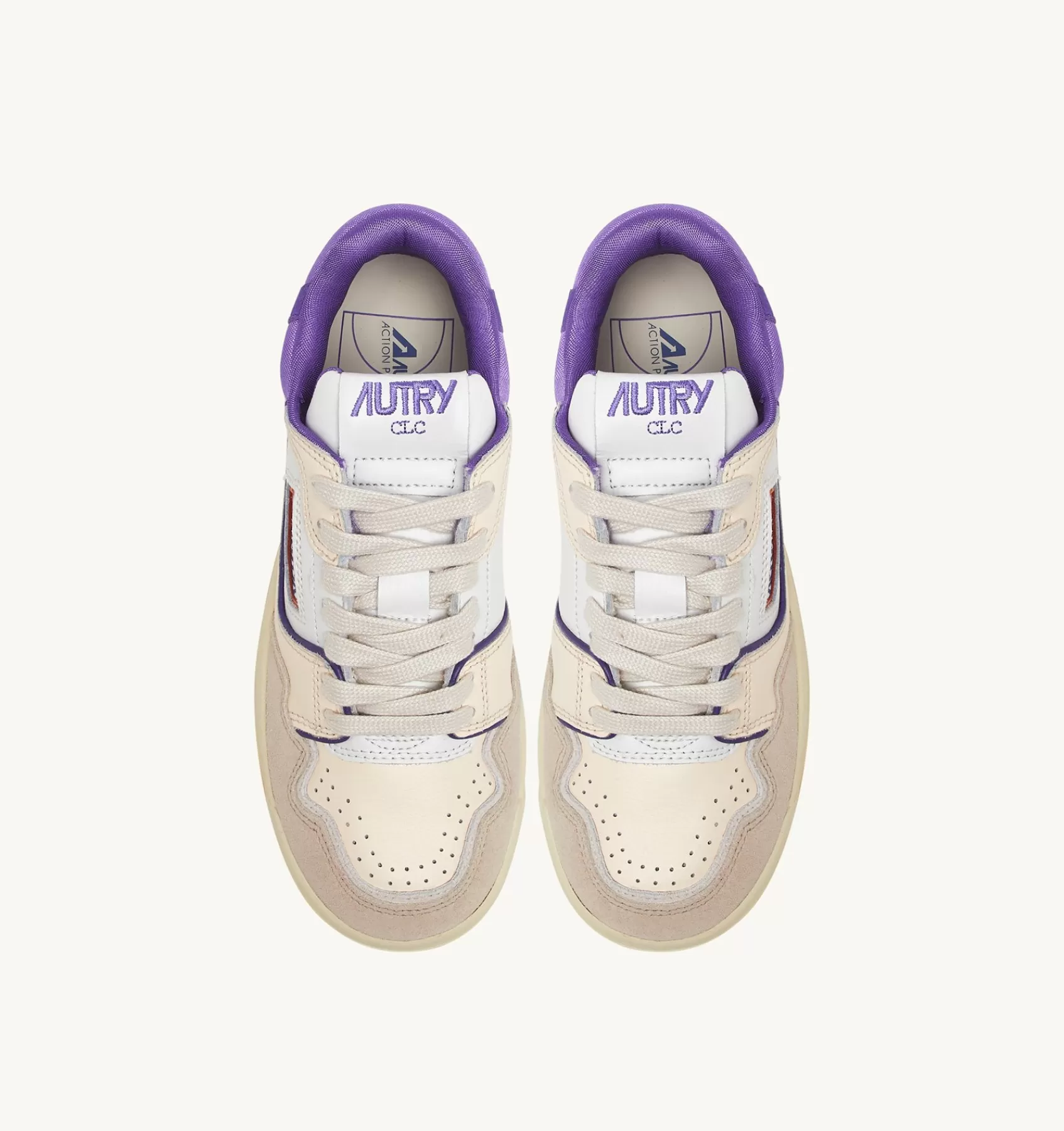 Frauen AUTRY Sneakers Clc Aus Leder In Weiss Und Lila Und Wildleder In Beige