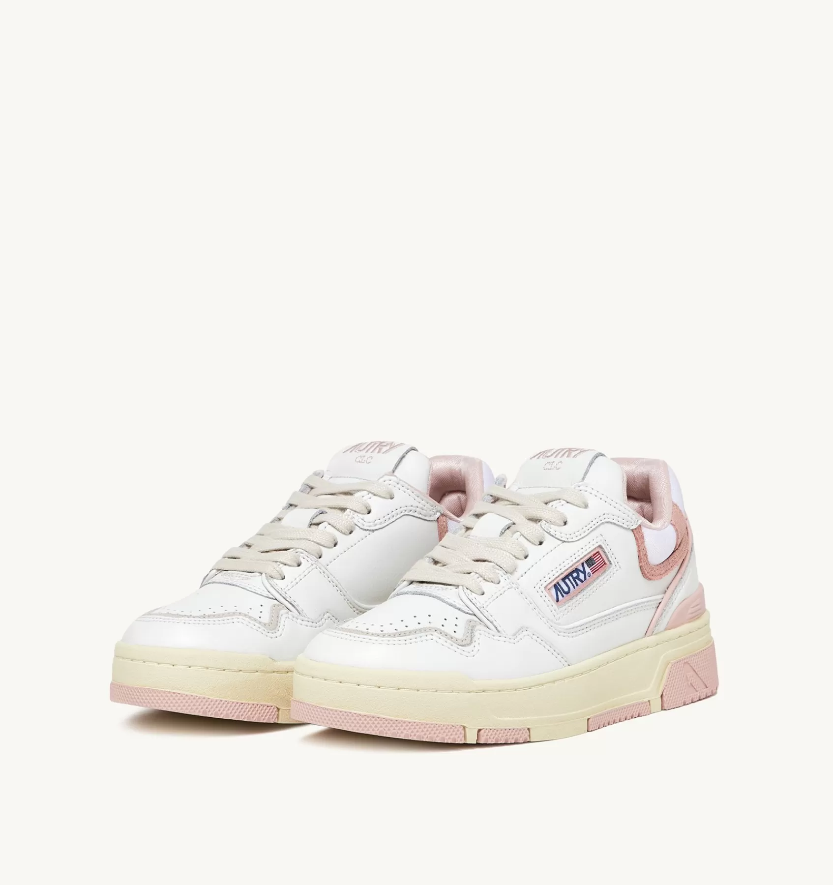 Frauen AUTRY Sneakers Clc Aus Leder In Weiss Und Rosa