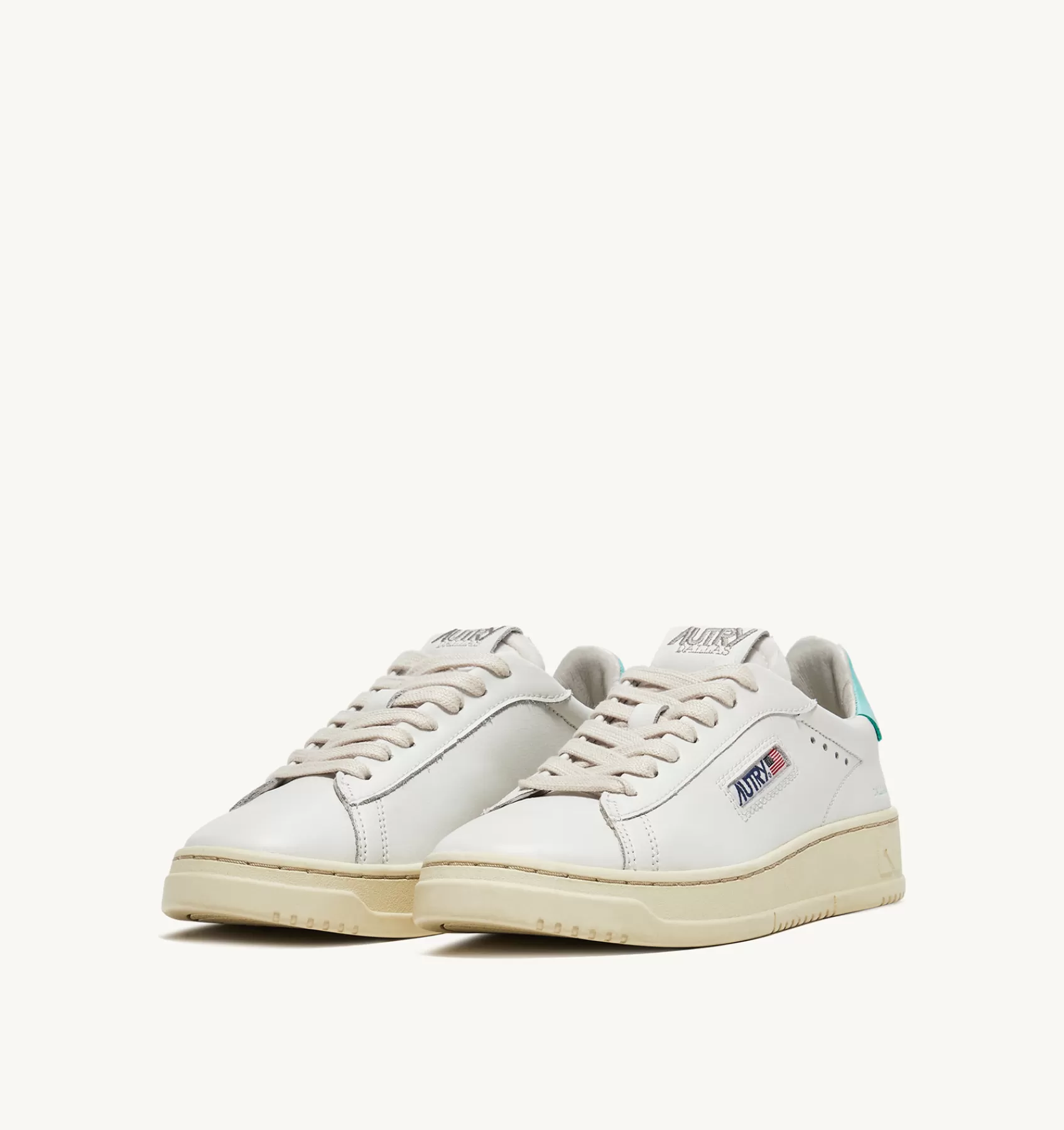 Frauen AUTRY Sneakers Dallas Low Aus Leder In Weiss Und Turkis