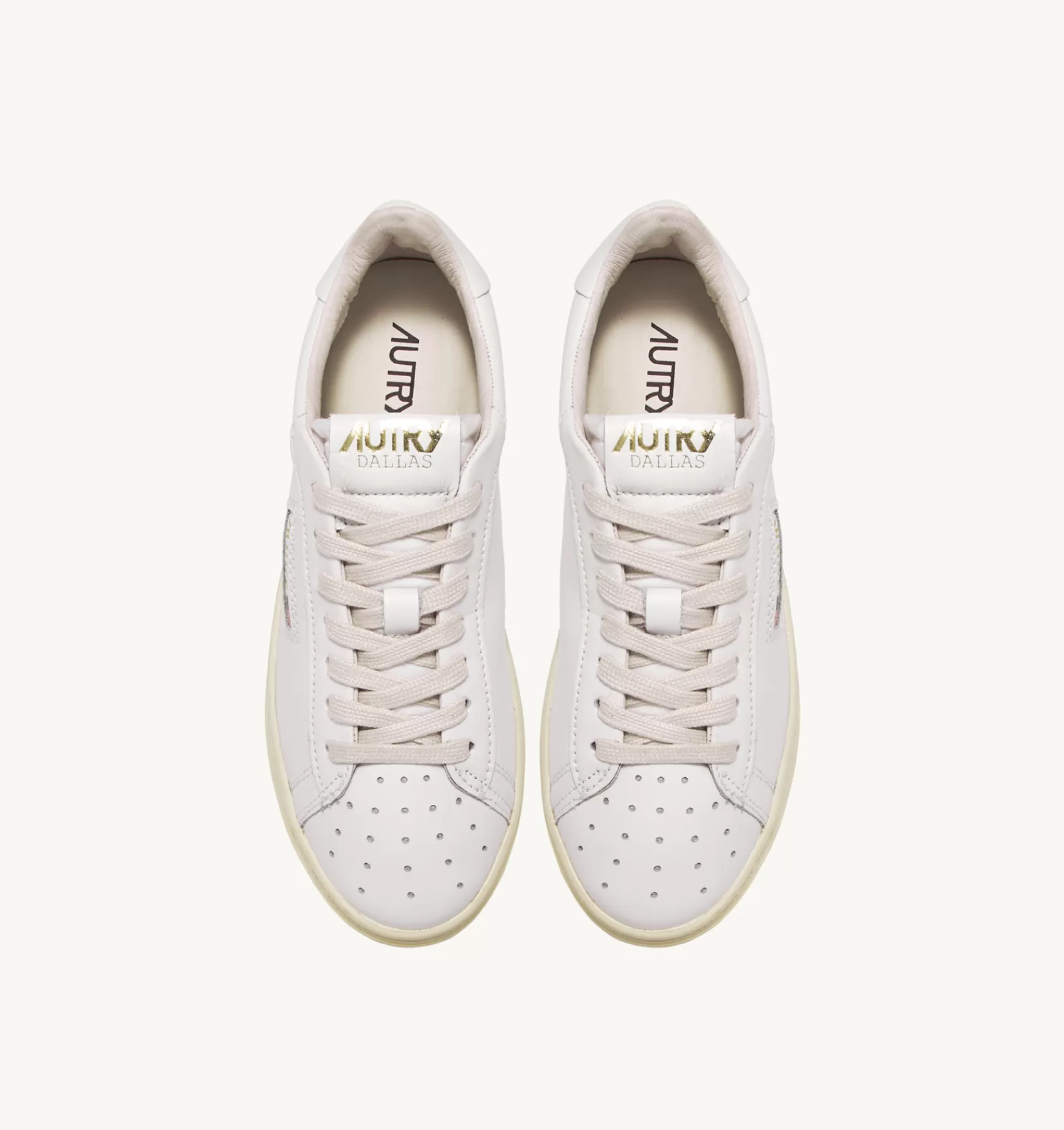Frauen AUTRY Sneakers Dallas Low Aus Leder Und Foil-Print In Weiss Und Platin
