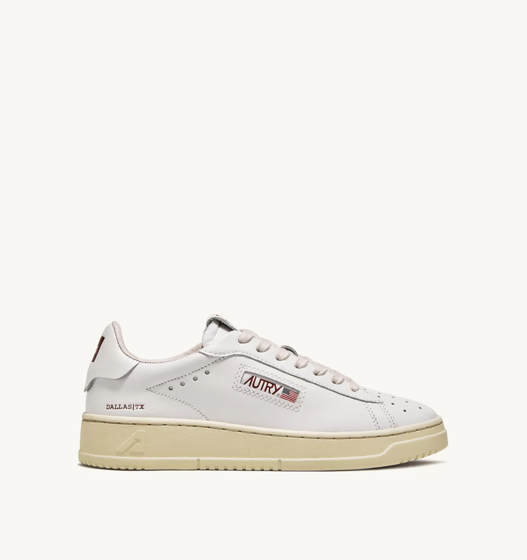 Frauen AUTRY Sneakers Dallas Low Aus Leder Und Foil-Print In Weiss Und Rot