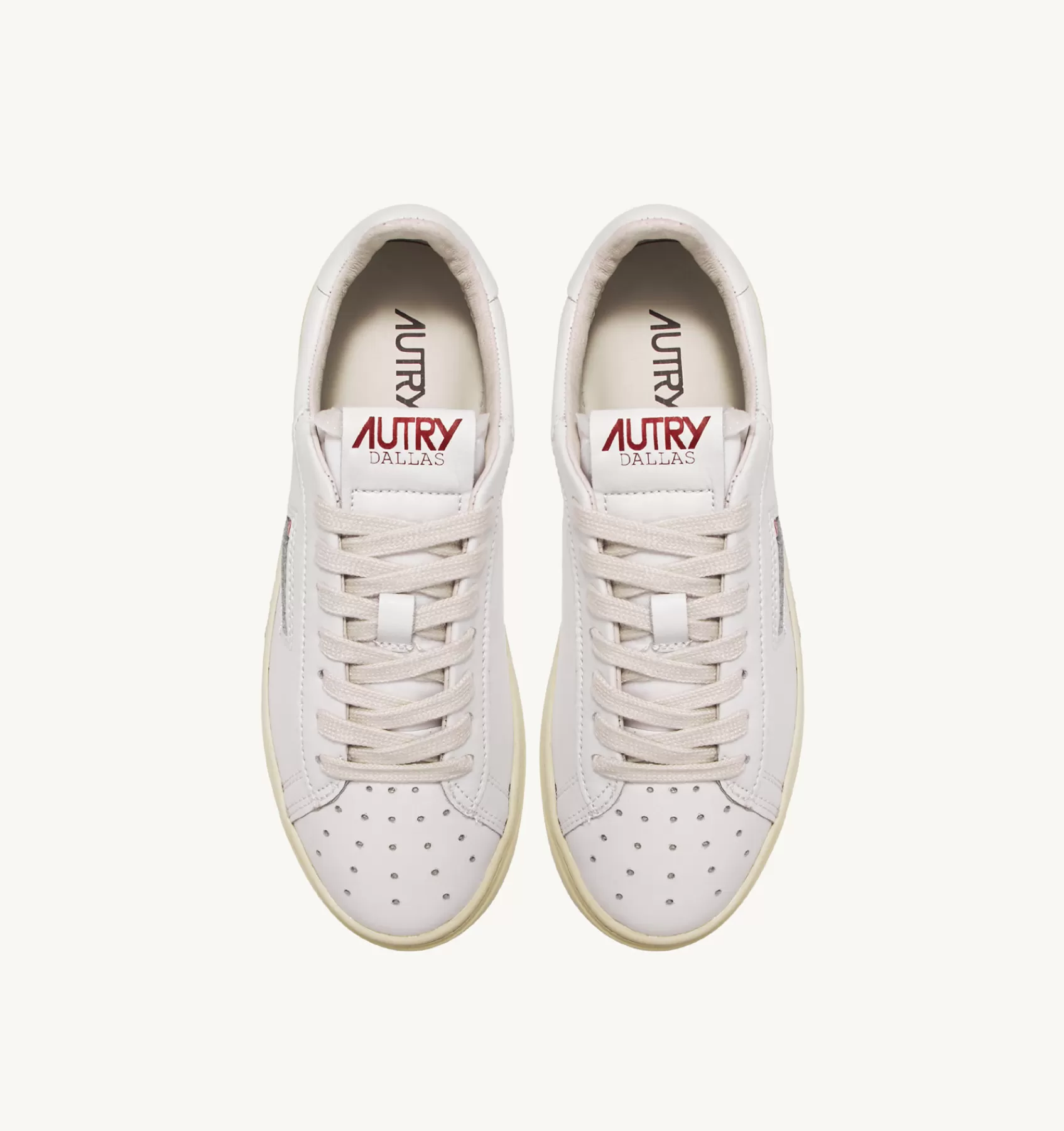 Frauen AUTRY Sneakers Dallas Low Aus Leder Und Foil-Print In Weiss Und Rot