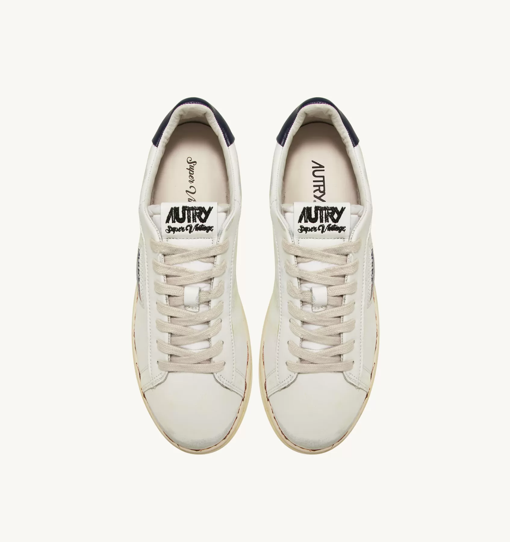 Männer AUTRY Sneakers Dallas Low Super Vintage Aus Leder In Weiss Blau