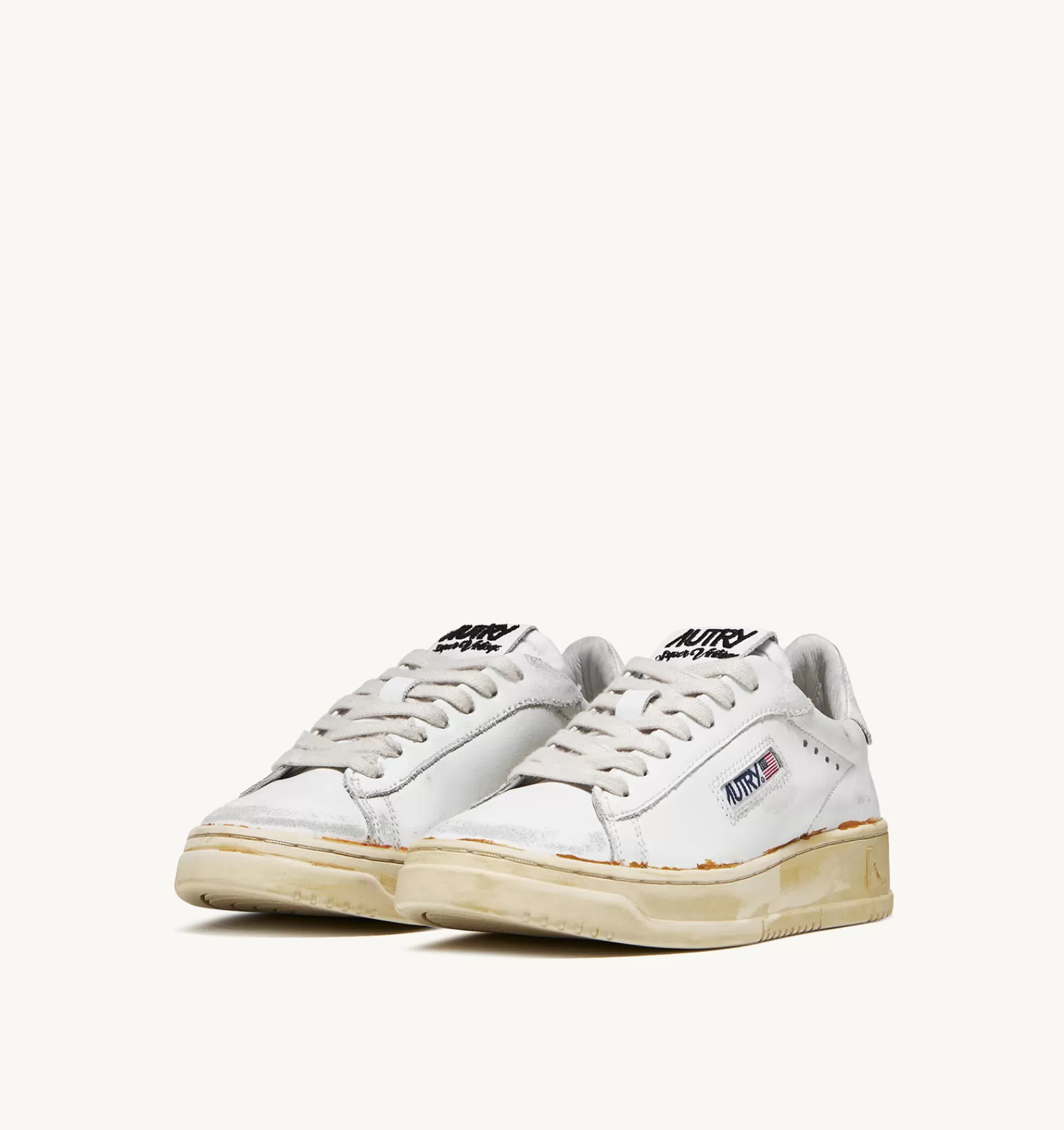 Männer AUTRY Sneakers Dallas Low Super Vintage Aus Weissem Leder