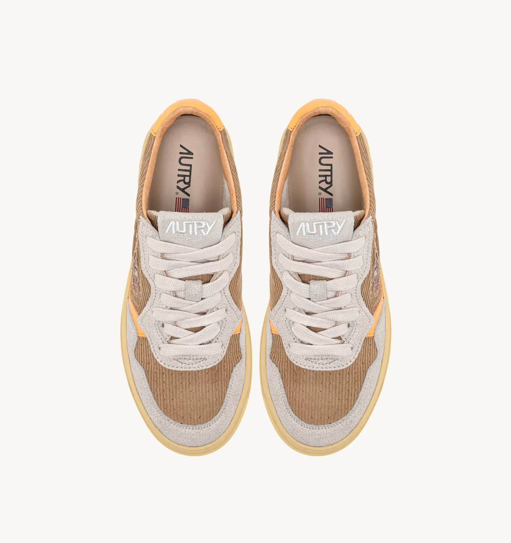 Frauen AUTRY Sneakers Medalist Low Aus Kord In Taupe Und Wildleder In Grau