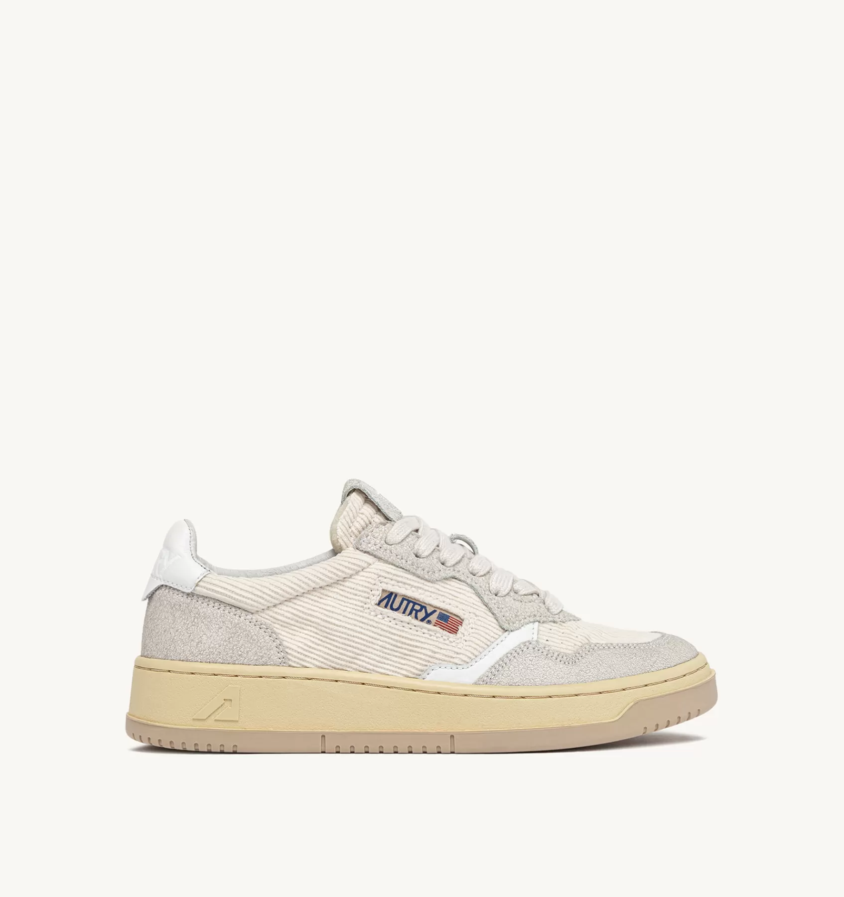 Frauen AUTRY Sneakers Medalist Low Aus Kord Und Wildleder In Elfenbeinfarbe