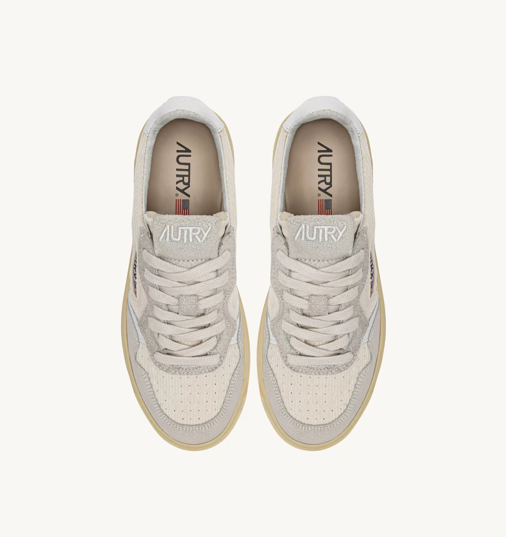 Frauen AUTRY Sneakers Medalist Low Aus Kord Und Wildleder In Elfenbeinfarbe