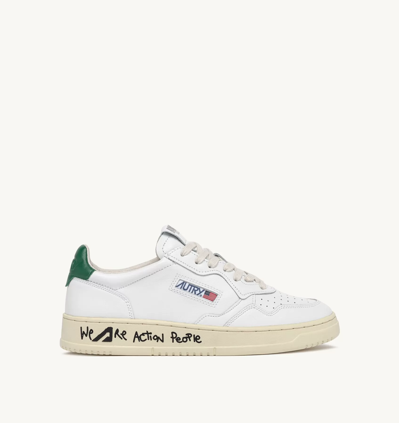 Männer AUTRY Sneakers Medalist Low Aus Leder In Weiss Und Amazonasgrun