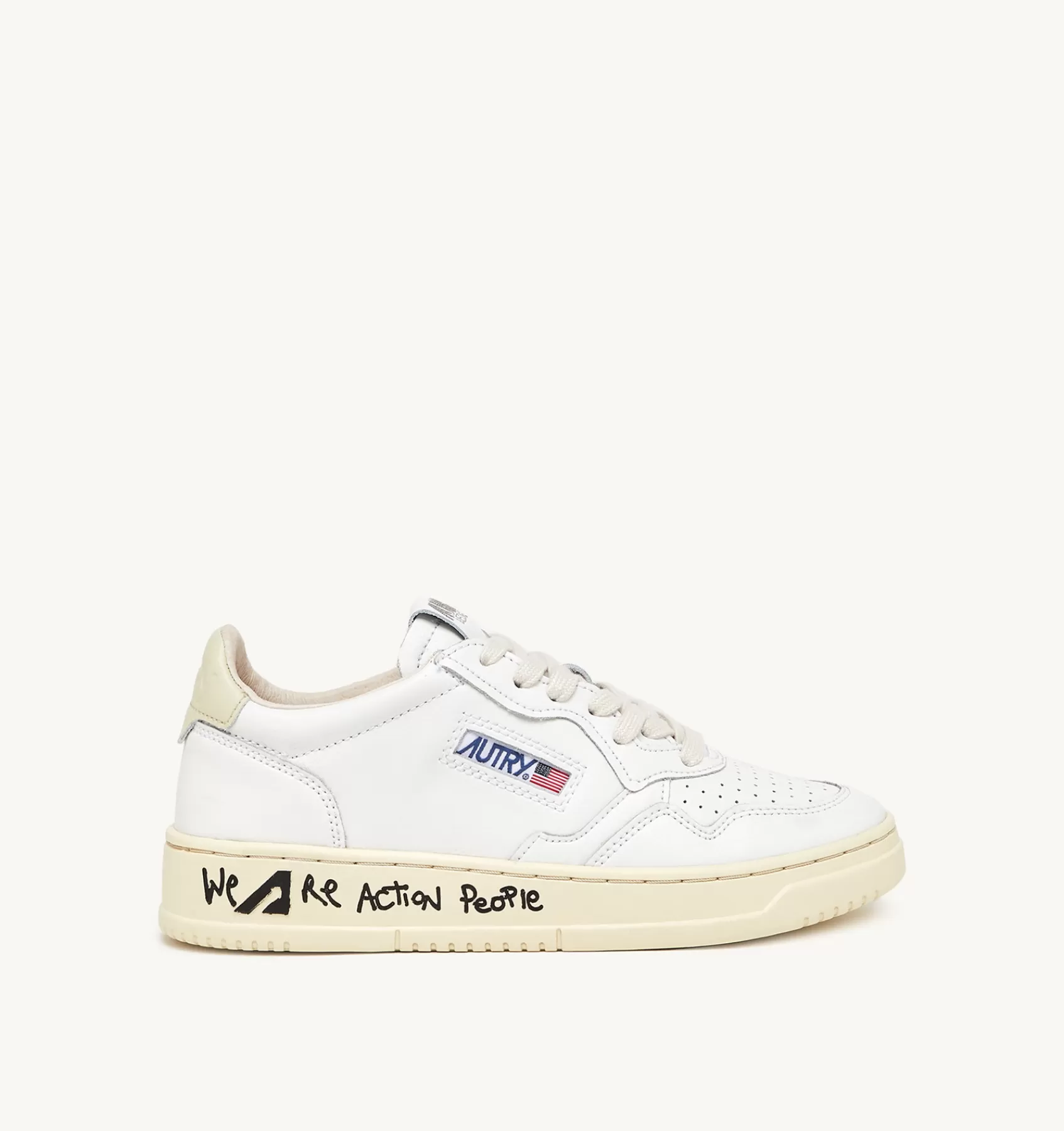Frauen AUTRY Sneakers Medalist Low Aus Leder In Weiss Und Beige