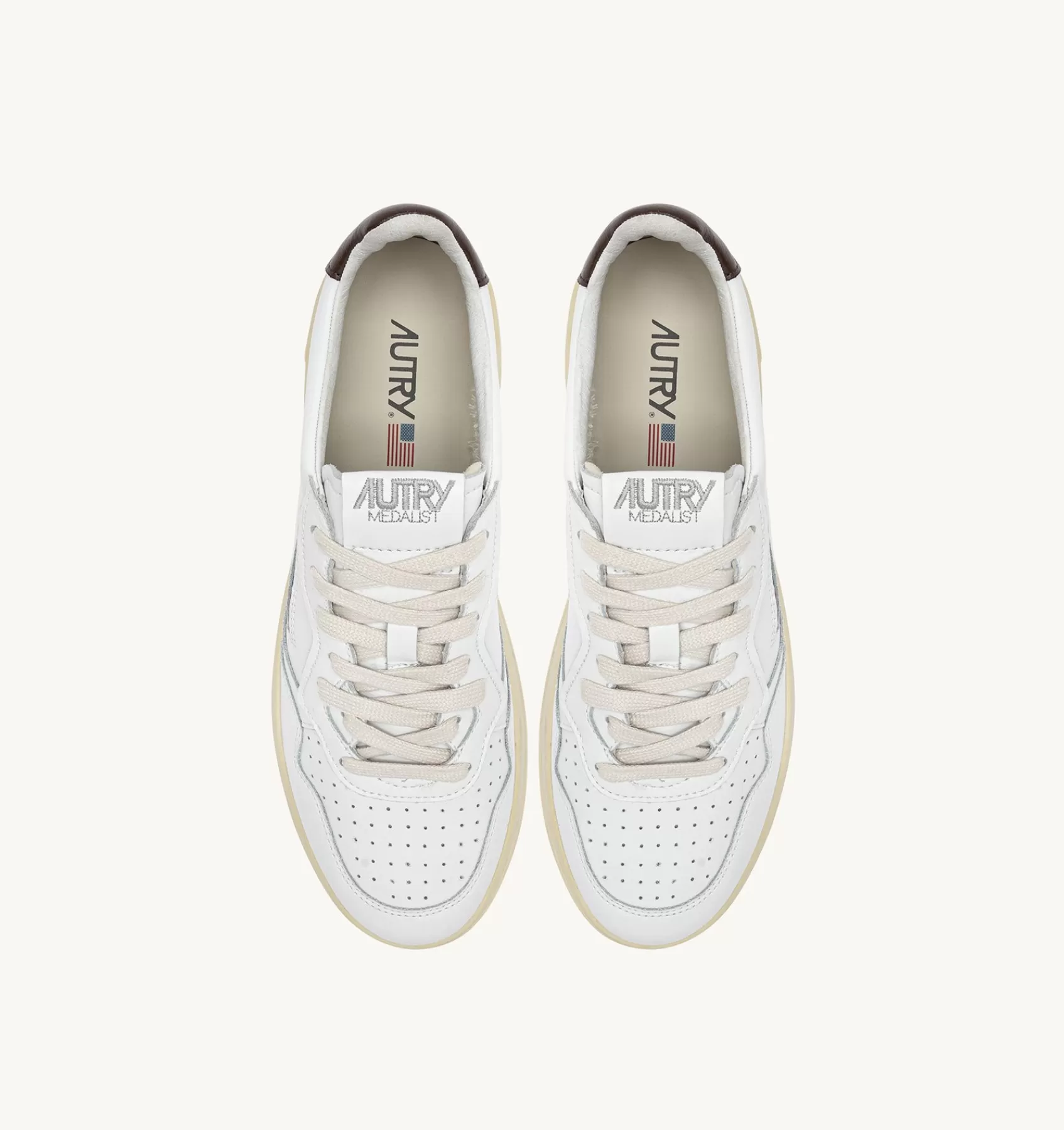 Männer AUTRY Sneakers Medalist Low Aus Leder In Weiss Und Braun