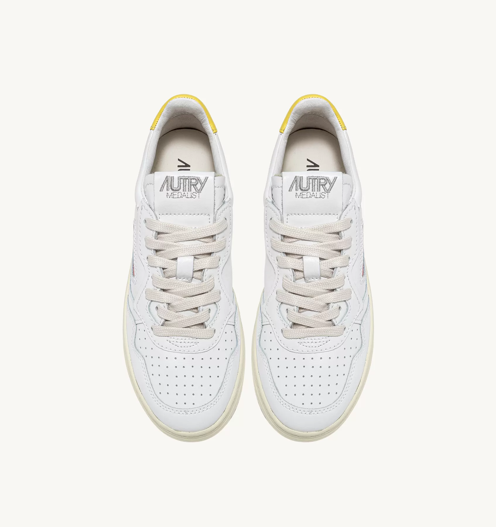Frauen AUTRY Sneakers Medalist Low Aus Leder In Weiss Und Gelb