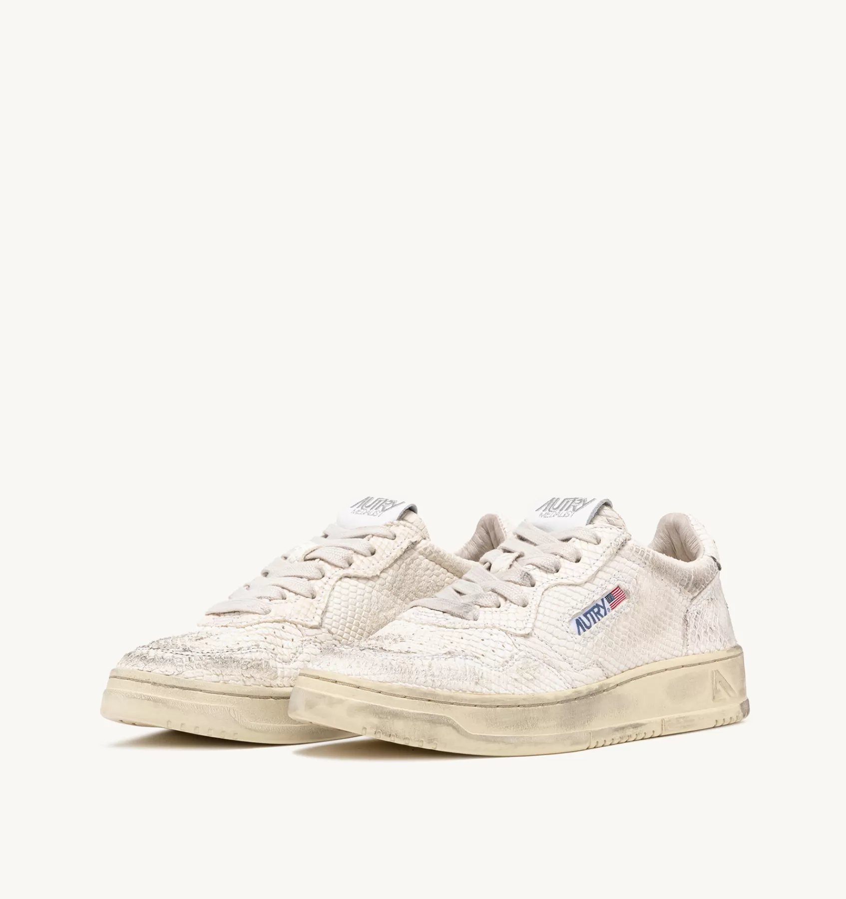 Frauen AUTRY Sneakers Medalist Low Aus Leder Mit Schlangenoptik In Weiss