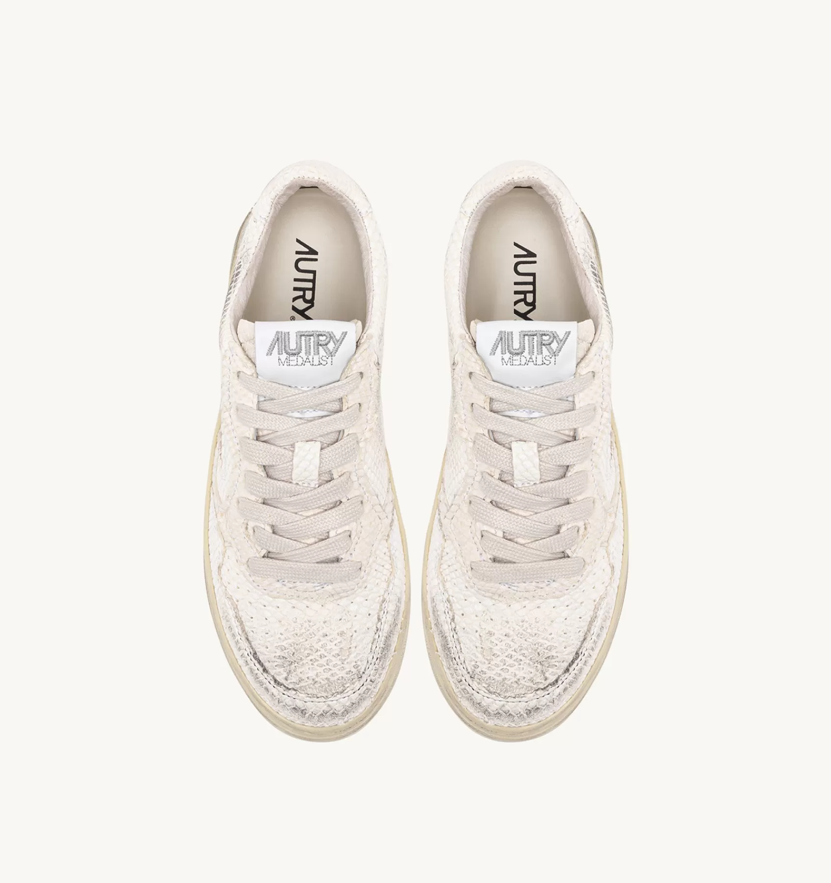 Frauen AUTRY Sneakers Medalist Low Aus Leder Mit Schlangenoptik In Weiss