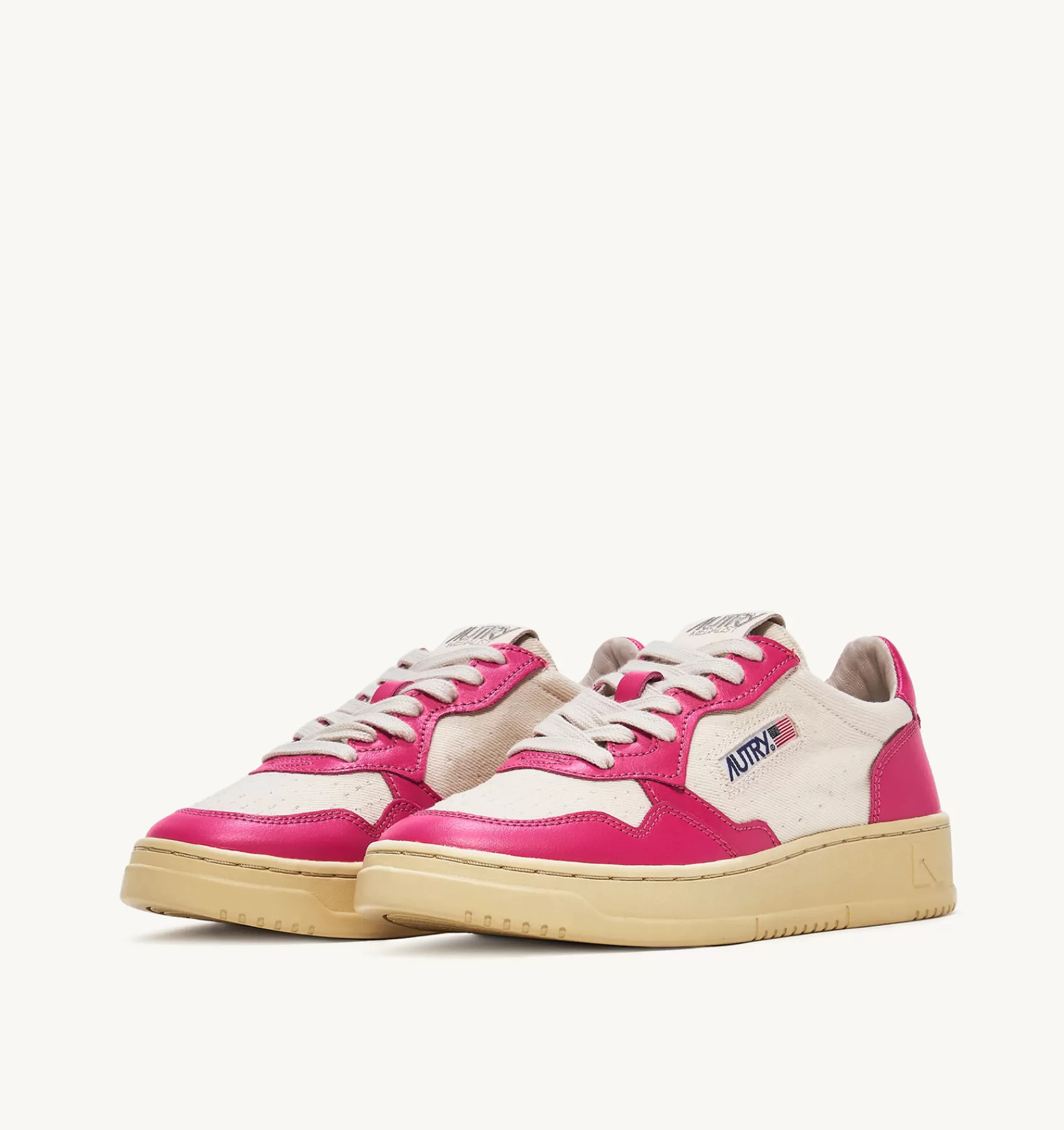 Frauen AUTRY Sneakers Medalist Low Aus Leder Und Canvas In Weiss Und Bubble