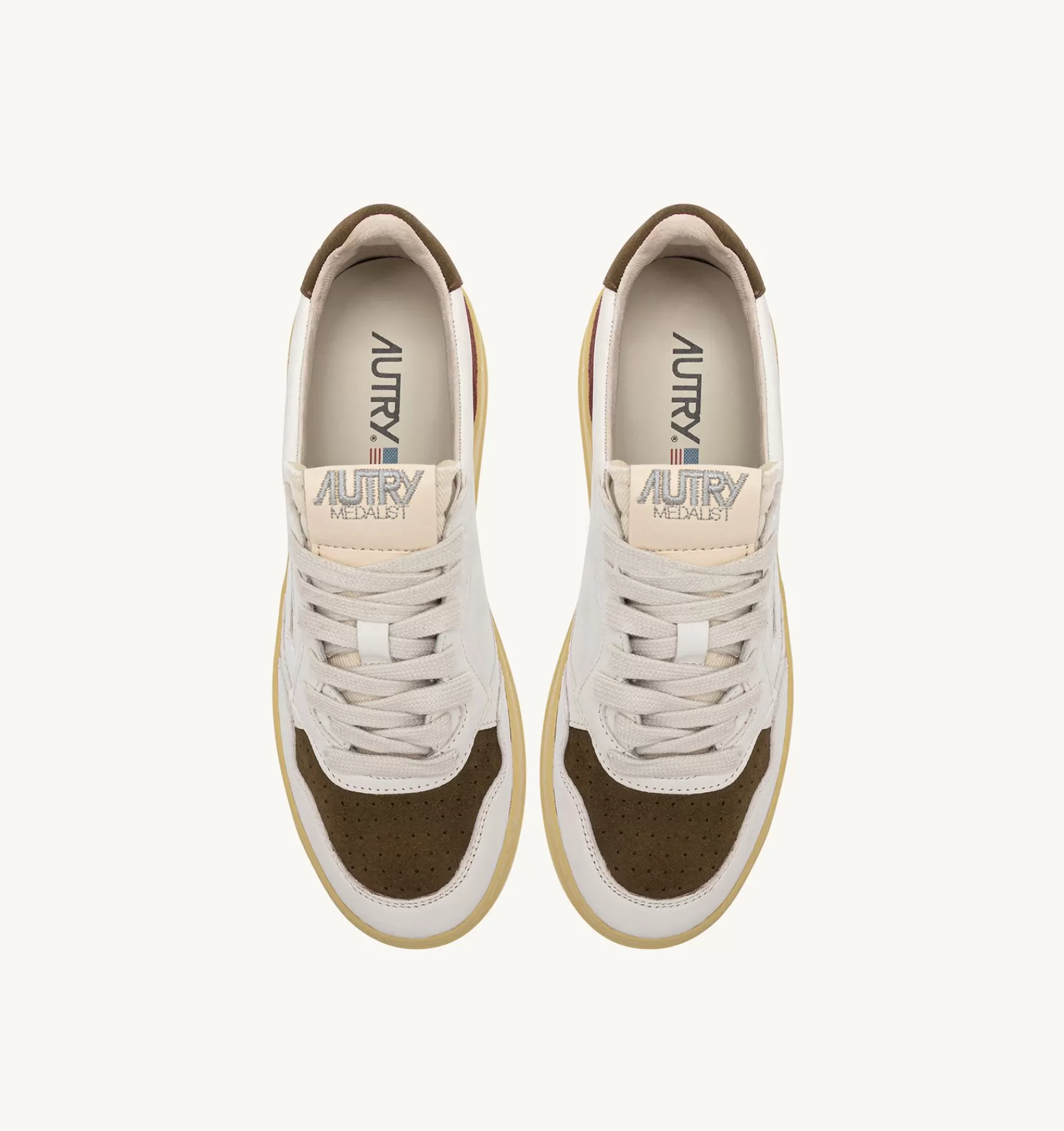 Frauen AUTRY Sneakers Medalist Low Aus Leder Und Wildleder In Weiss Und Braun