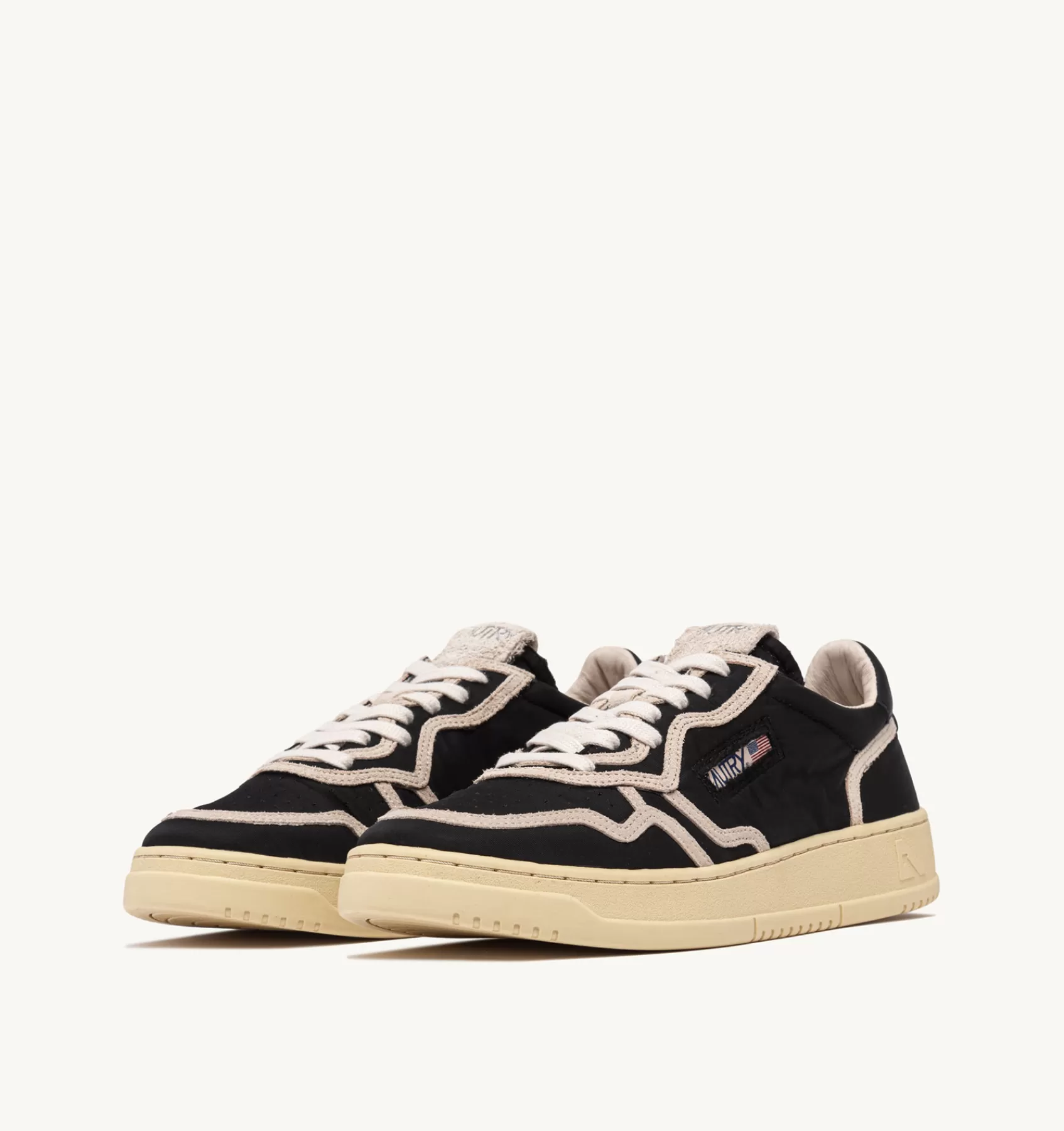 Männer AUTRY Sneakers Medalist Low Aus Nylon In Schwarz Und Wildleder In Beige