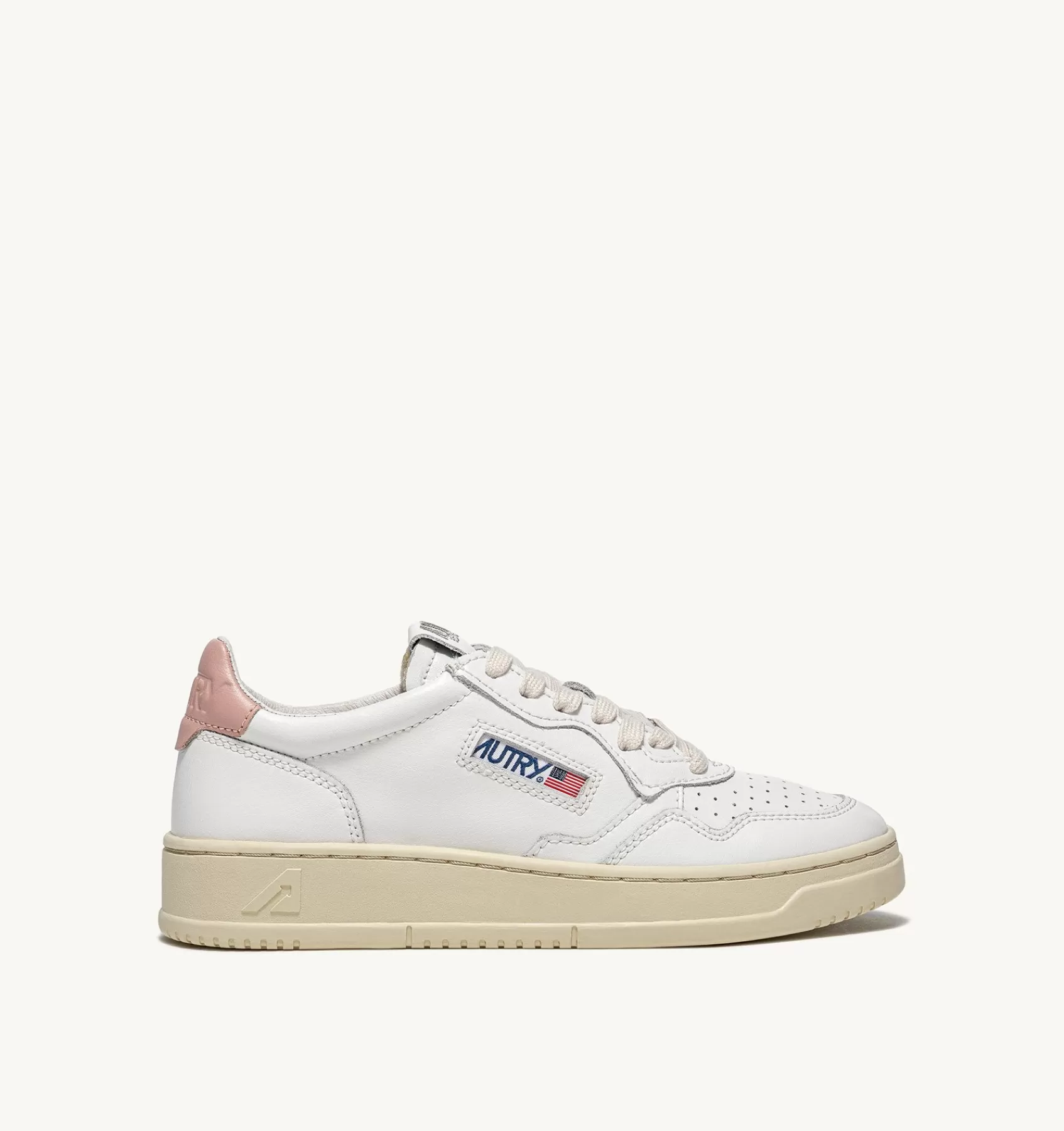 Frauen AUTRY Sneakers Medalist Low Aus Weissem Leder Mit Rosa