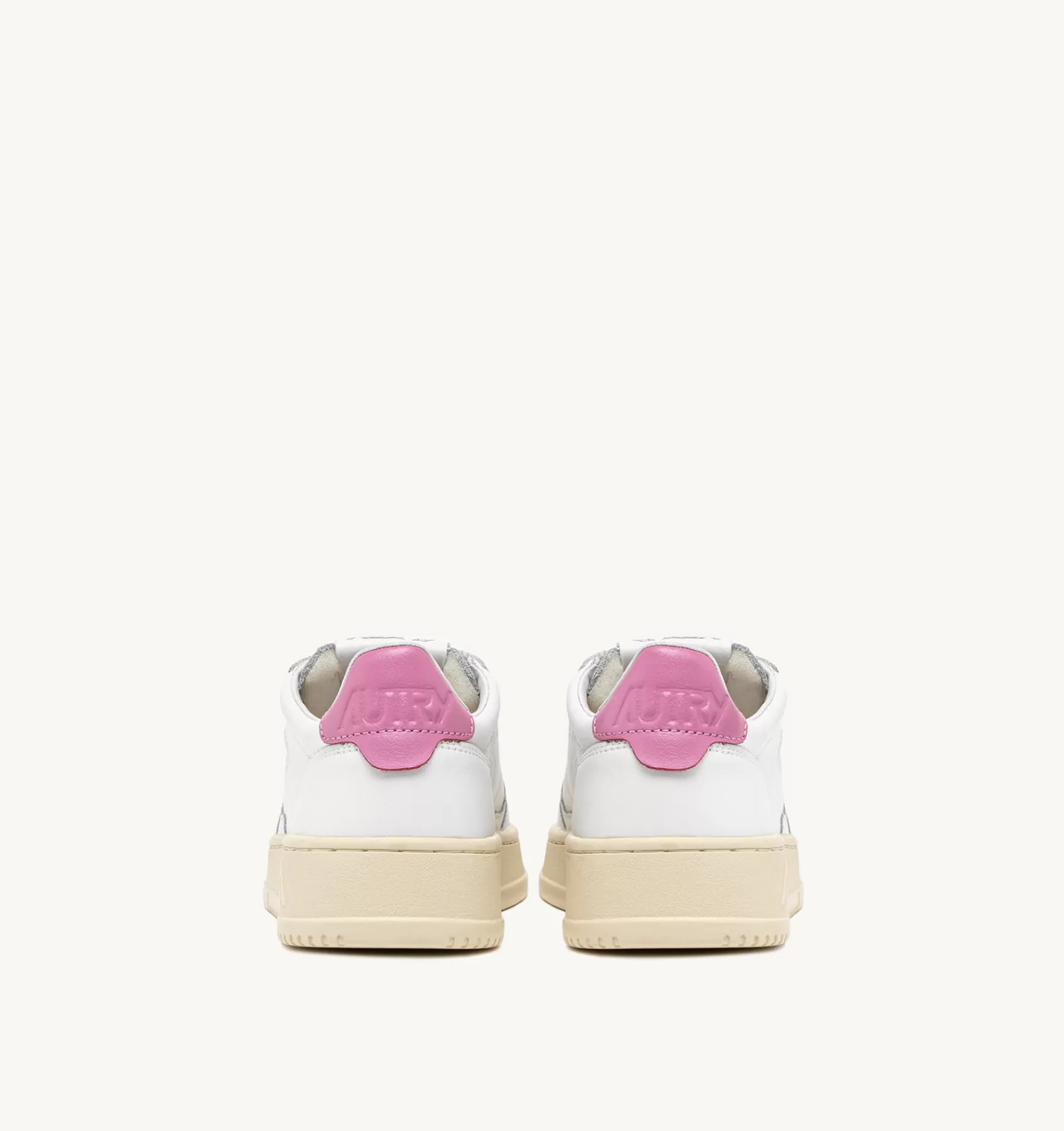 Frauen AUTRY Sneakers Medalist Low Aus Weissem Leder Mit Rosa