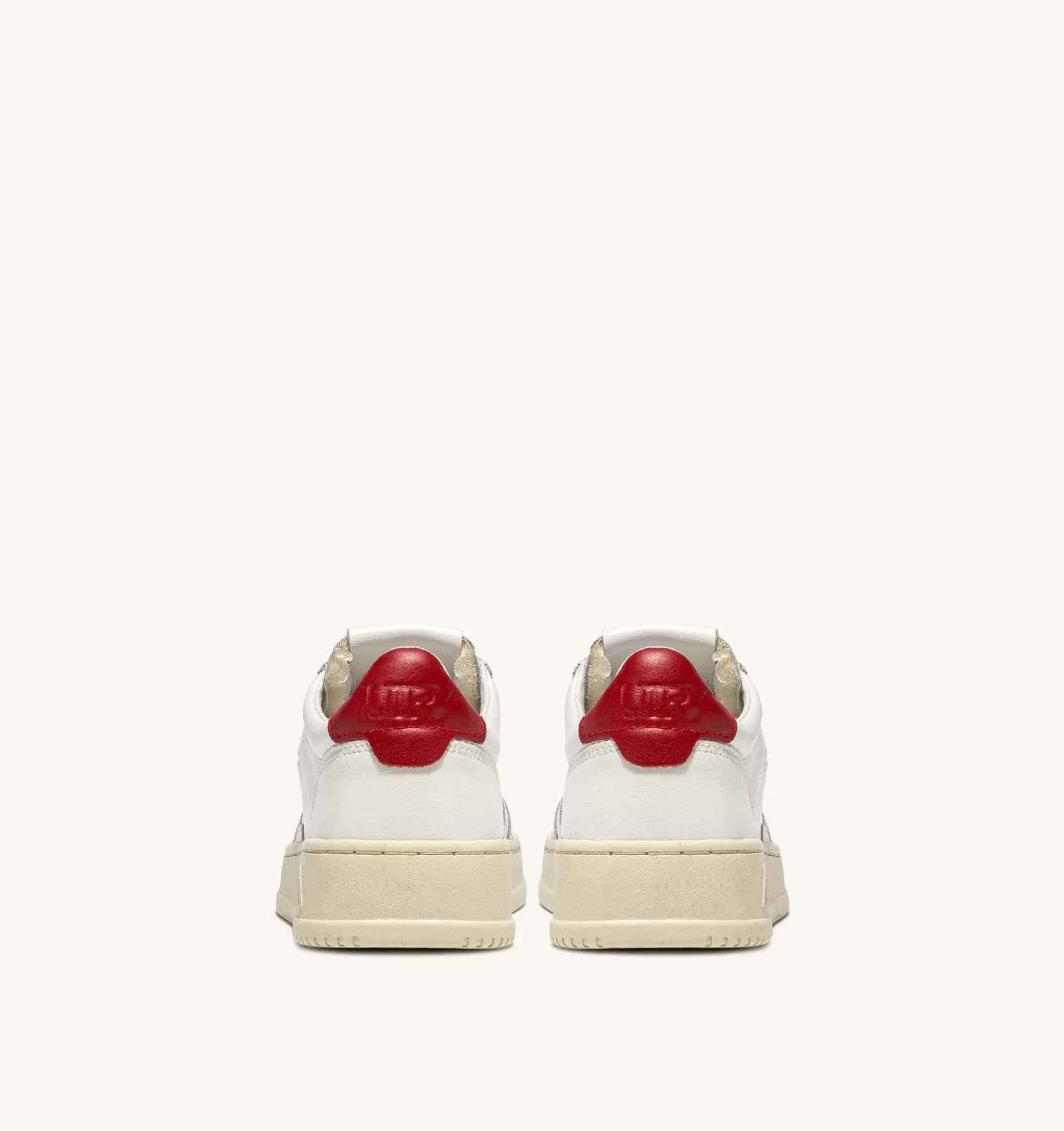 Männer AUTRY Sneakers Medalist Low Aus Weissem Leder Mit Rot