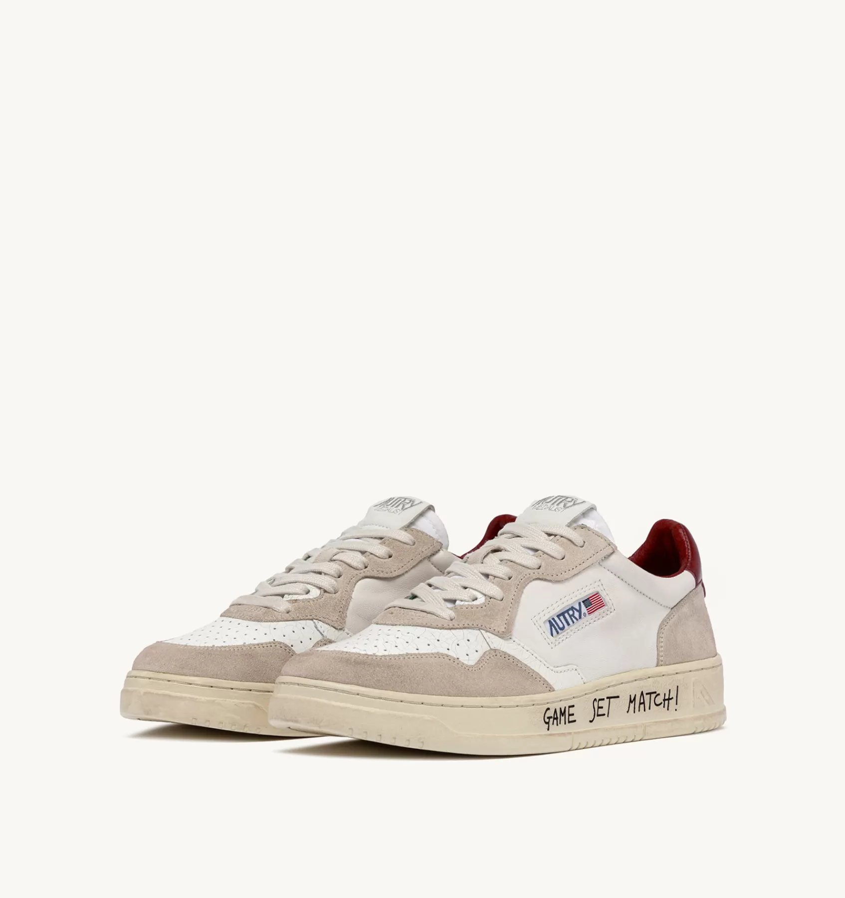 Männer AUTRY Sneakers Medalist Low Aus Weissem Leder Und Beigem Wildleder