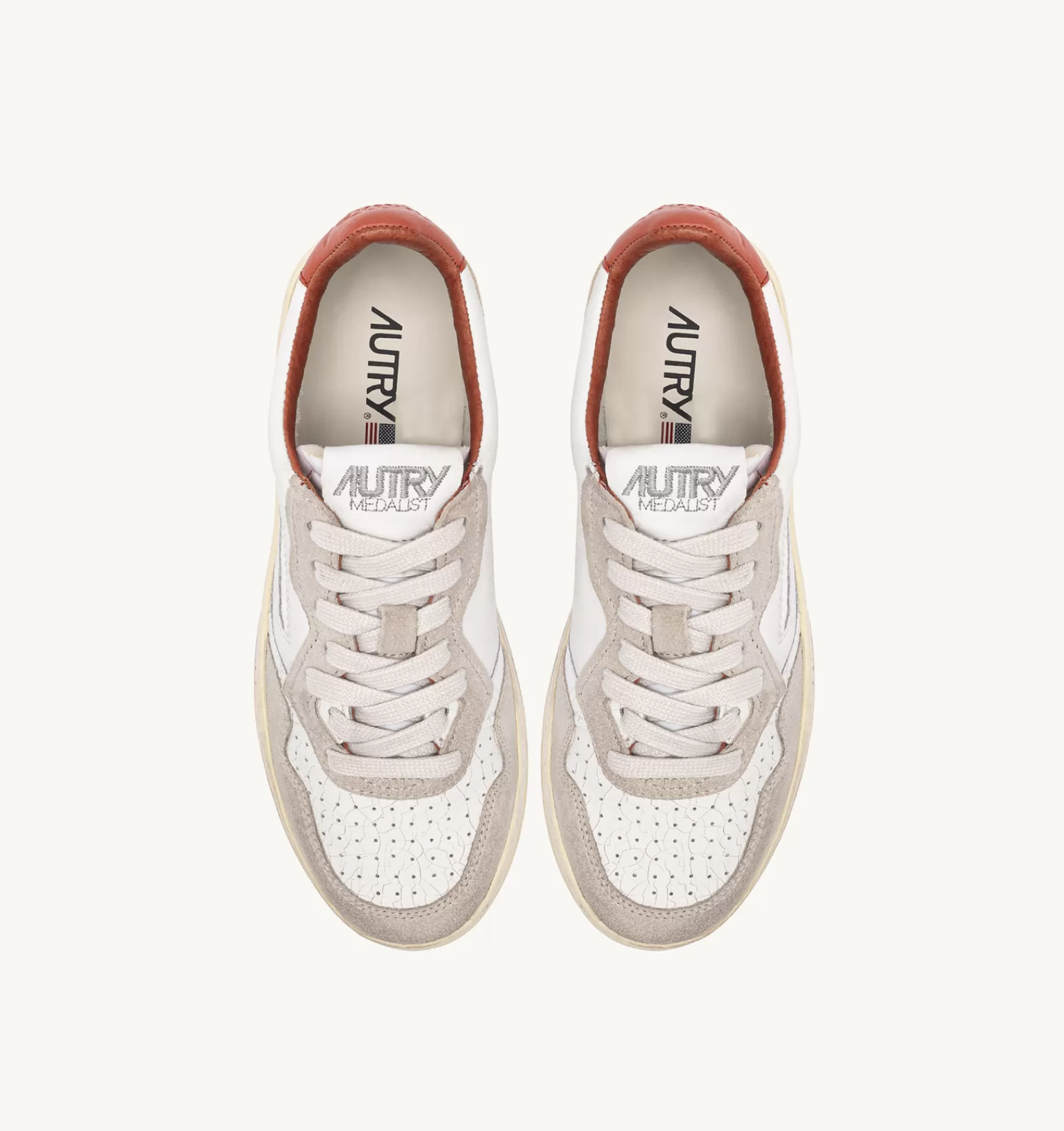 Frauen AUTRY Sneakers Medalist Low Aus Weissem Leder Und Beigem Wildleder