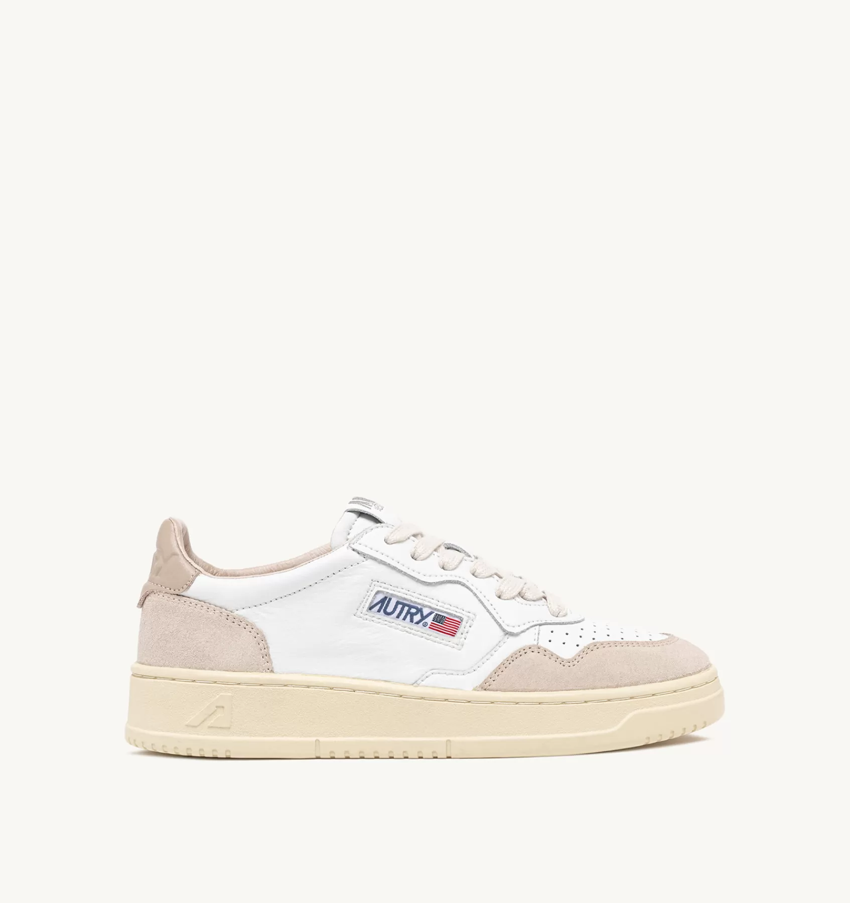 Männer AUTRY Sneakers Medalist Low Aus Weissem Leder Und Mit Beige Und Beigem Wildleder