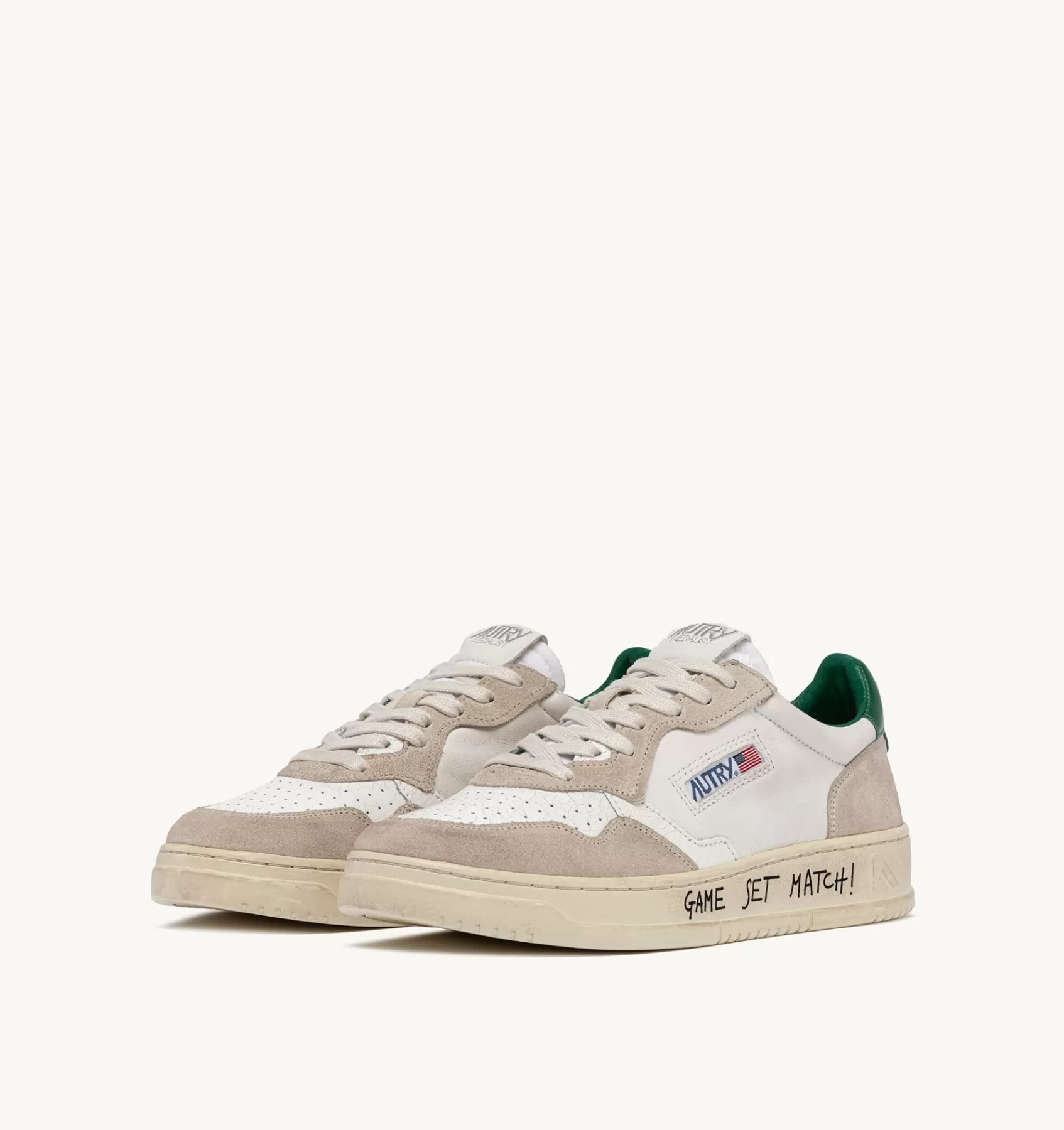Männer AUTRY Sneakers Medalist Low Aus Wildleder Und Leder In Weiss Und Grun