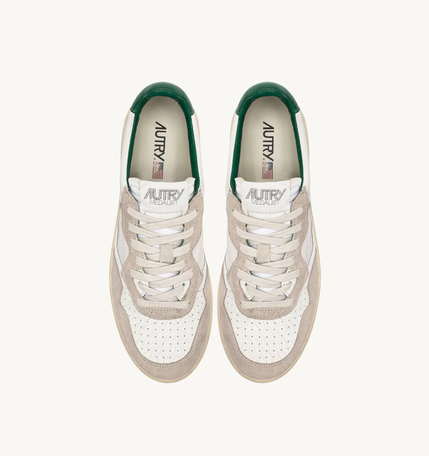 Männer AUTRY Sneakers Medalist Low Aus Wildleder Und Leder In Weiss Und Grun