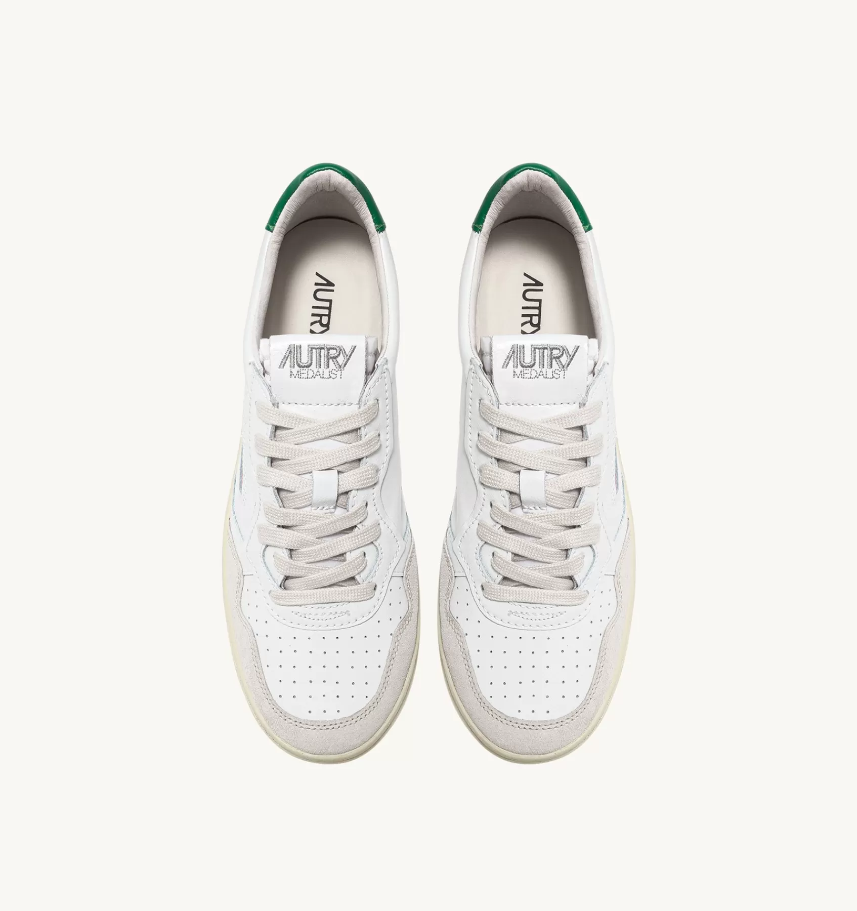 Männer AUTRY Sneakers Medalist Low Aus Wildleder Und Weissem Leder Mit Amazonasgrun