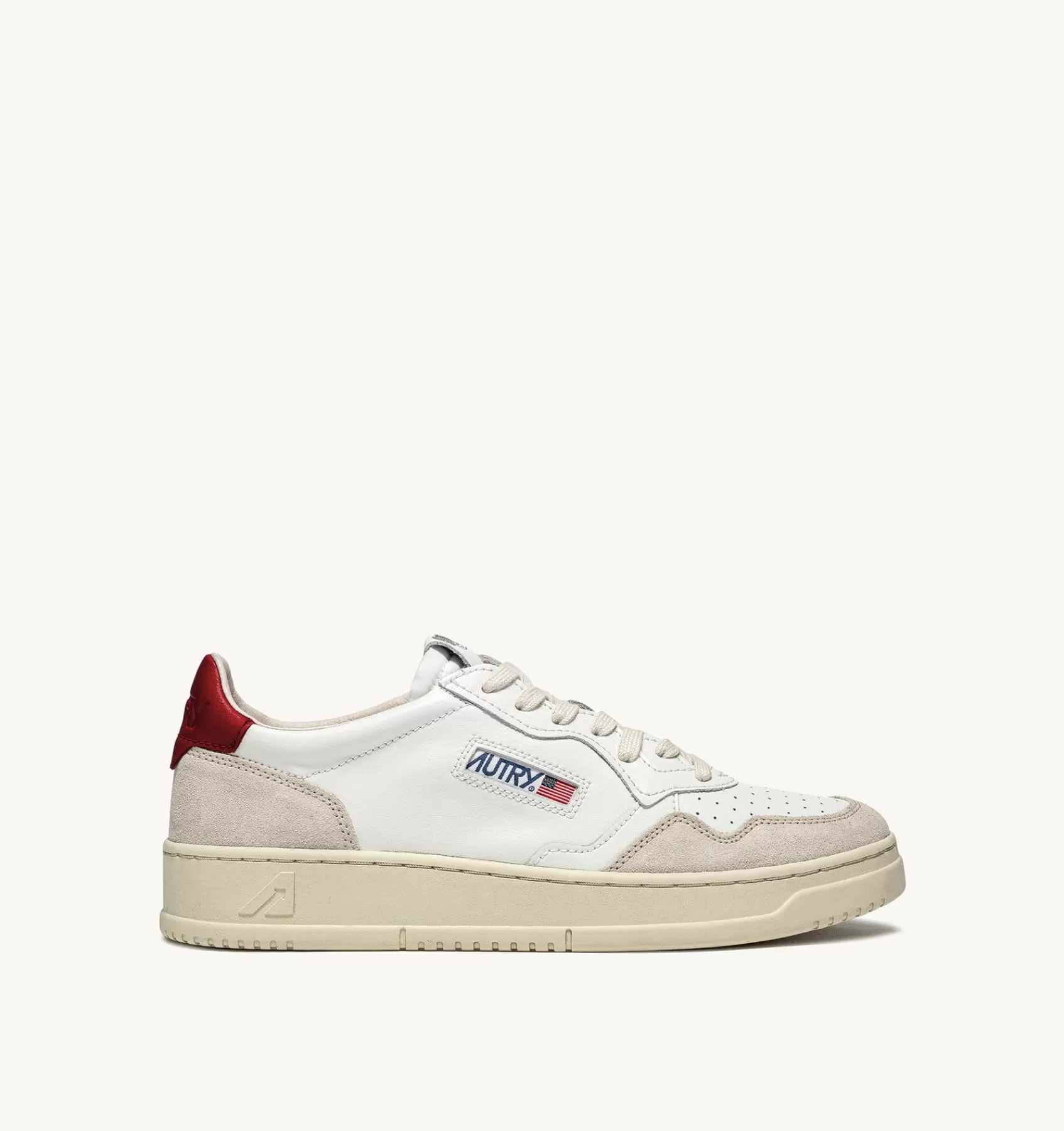 Männer AUTRY Sneakers Medalist Low Aus Wildleder Und Weissem Leder Mit Rot