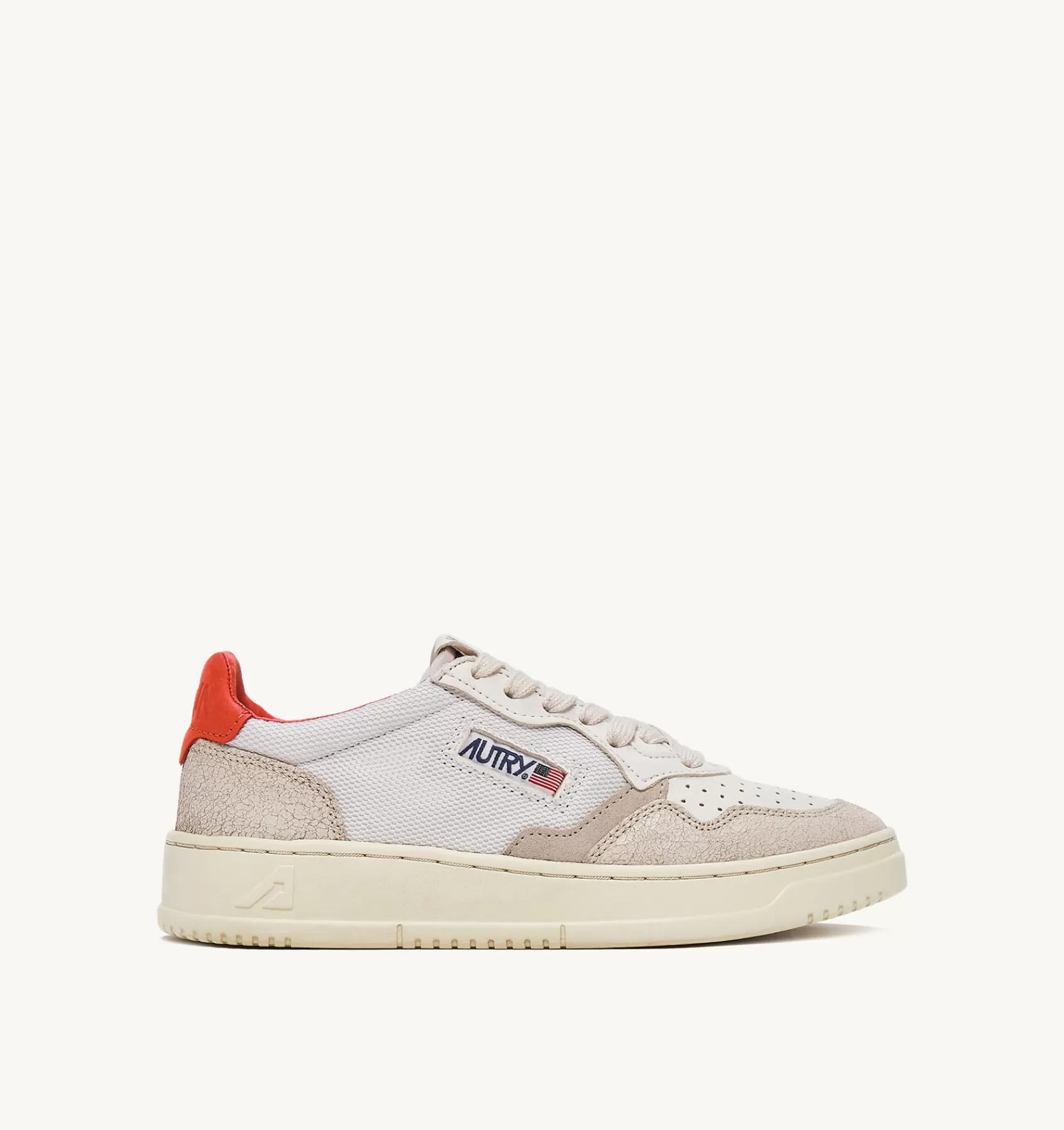 Frauen AUTRY Sneakers Medalist Low Aus Ziegen- Und Nabukleder In Weiss Und Orange