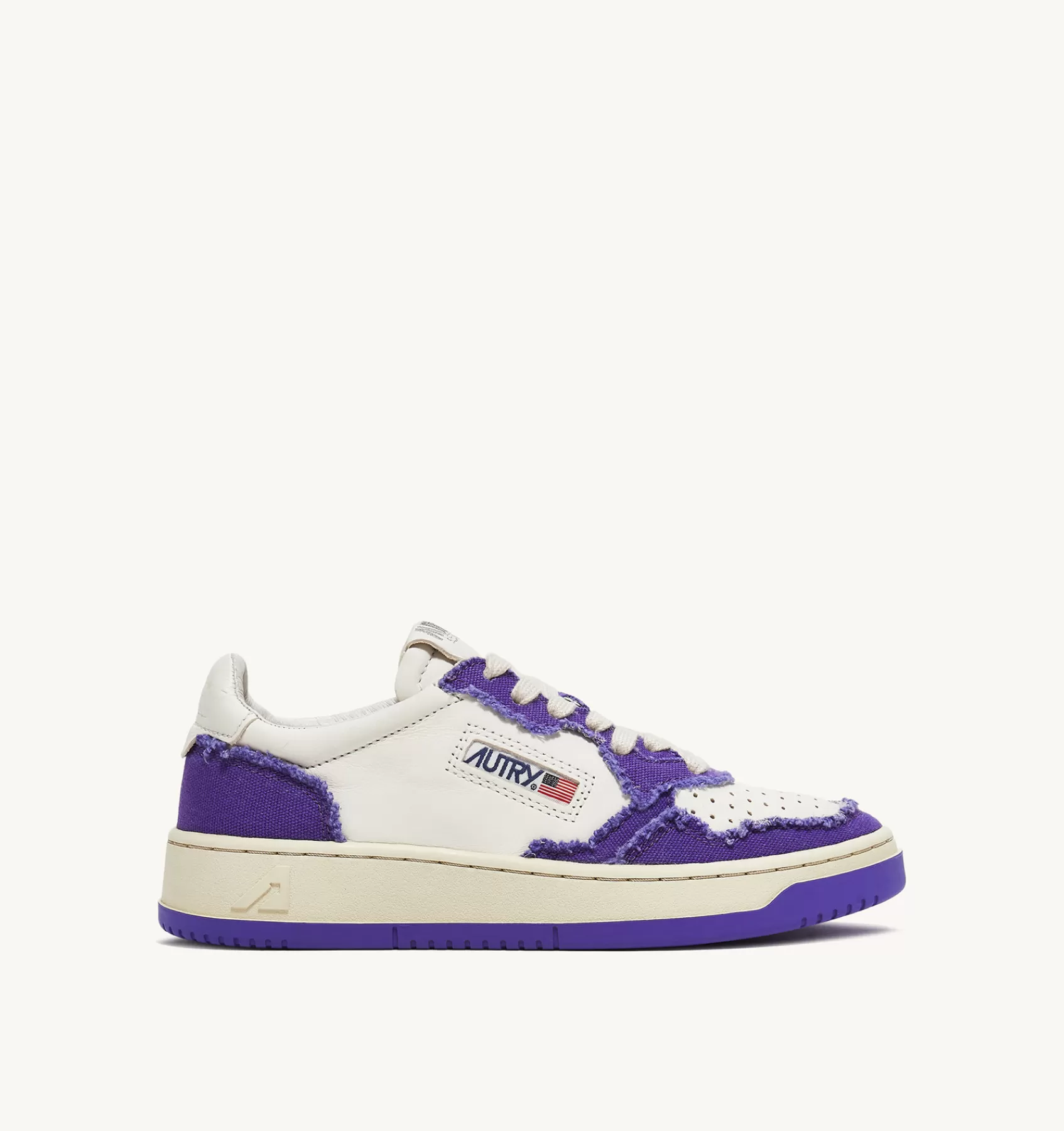 Frauen AUTRY Sneakers Medalist Low Aus Ziegenleder Und Canvas In Weiss Und Lila