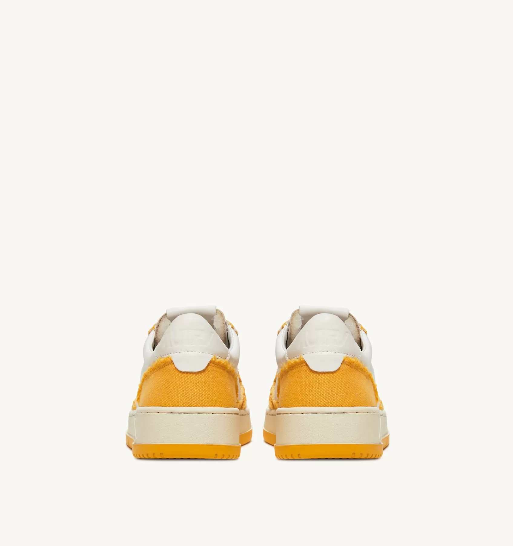 Männer AUTRY Sneakers Medalist Low Aus Ziegenleder Und Canvas In Weiss Und Mango