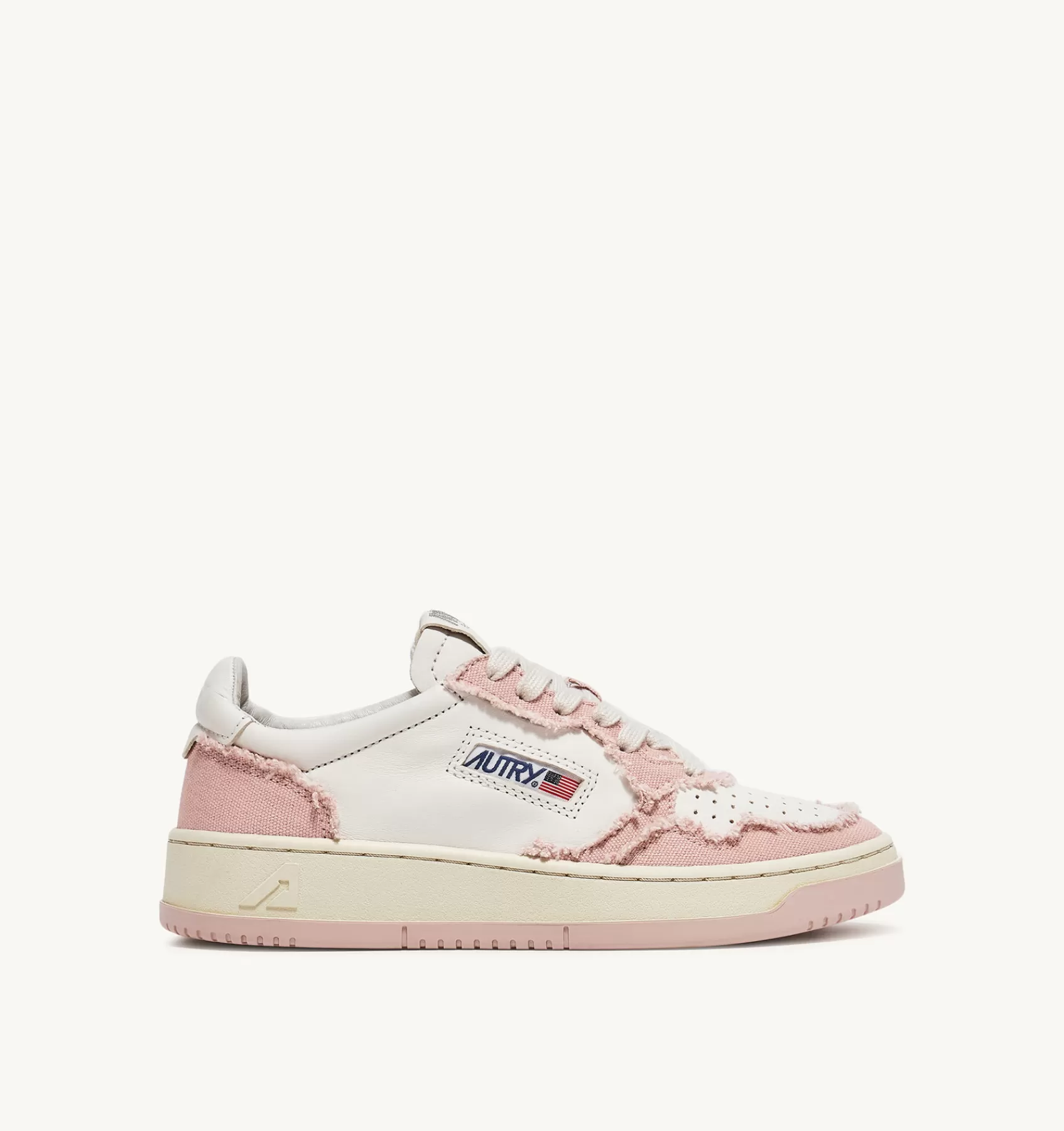 Frauen AUTRY Sneakers Medalist Low Aus Ziegenleder Und Canvas In Weiss Und Powder