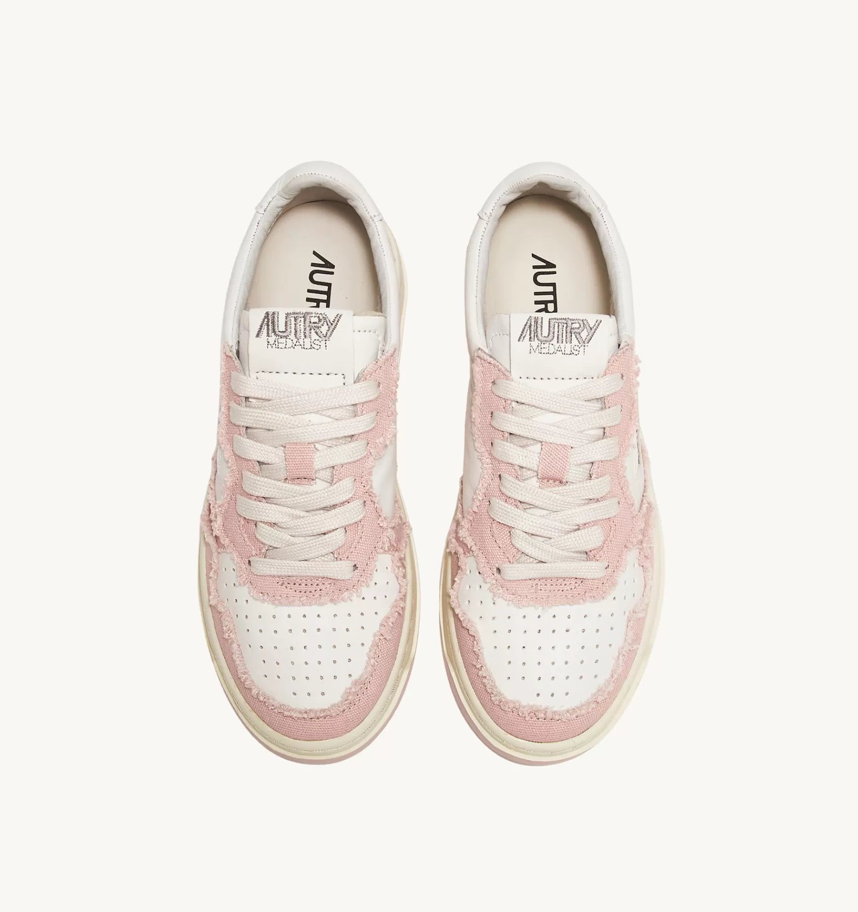 Frauen AUTRY Sneakers Medalist Low Aus Ziegenleder Und Canvas In Weiss Und Powder