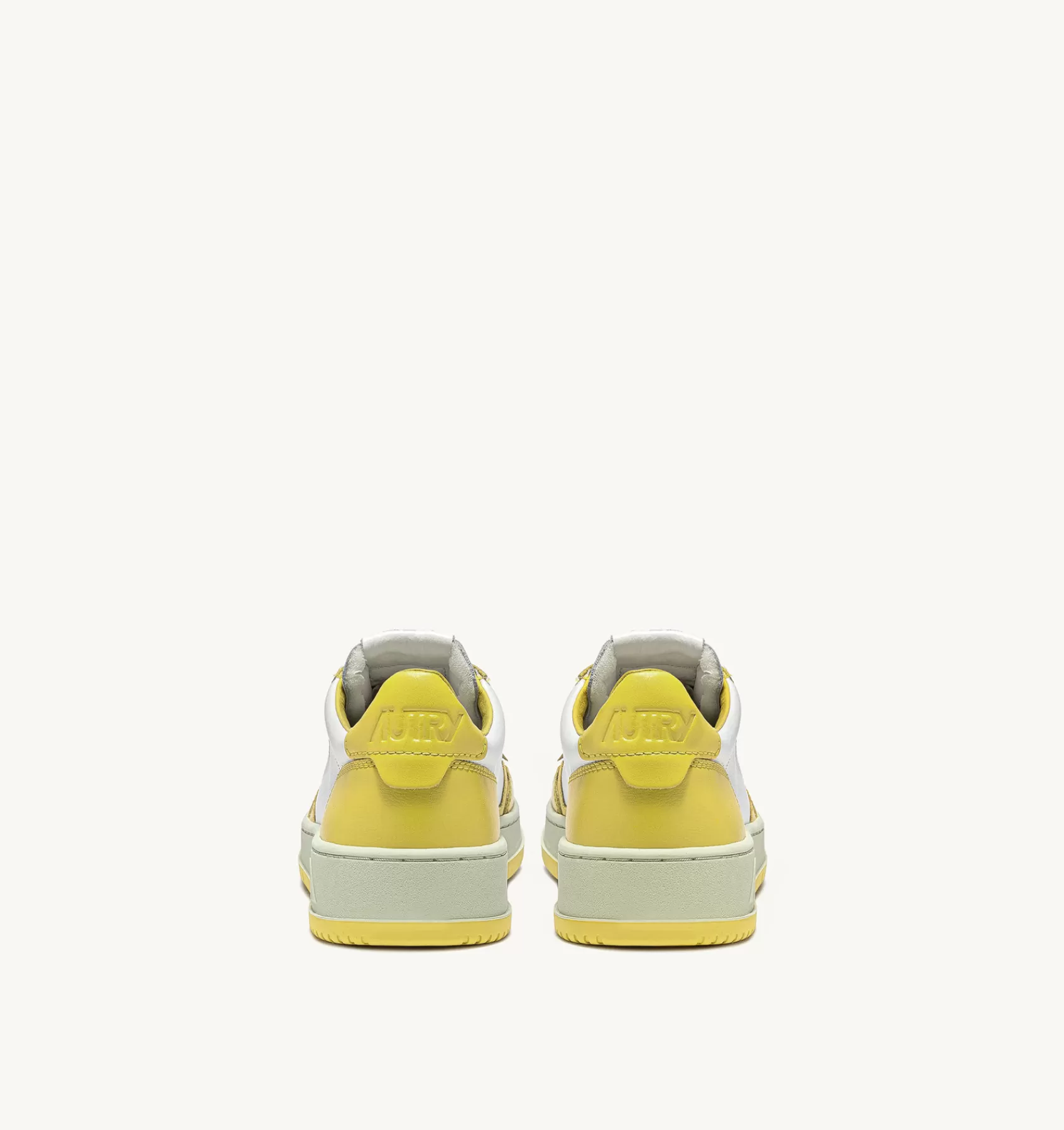 Frauen AUTRY Sneakers Medalist Low Aus Zweifarbigem Leder Weiss Und Gelb