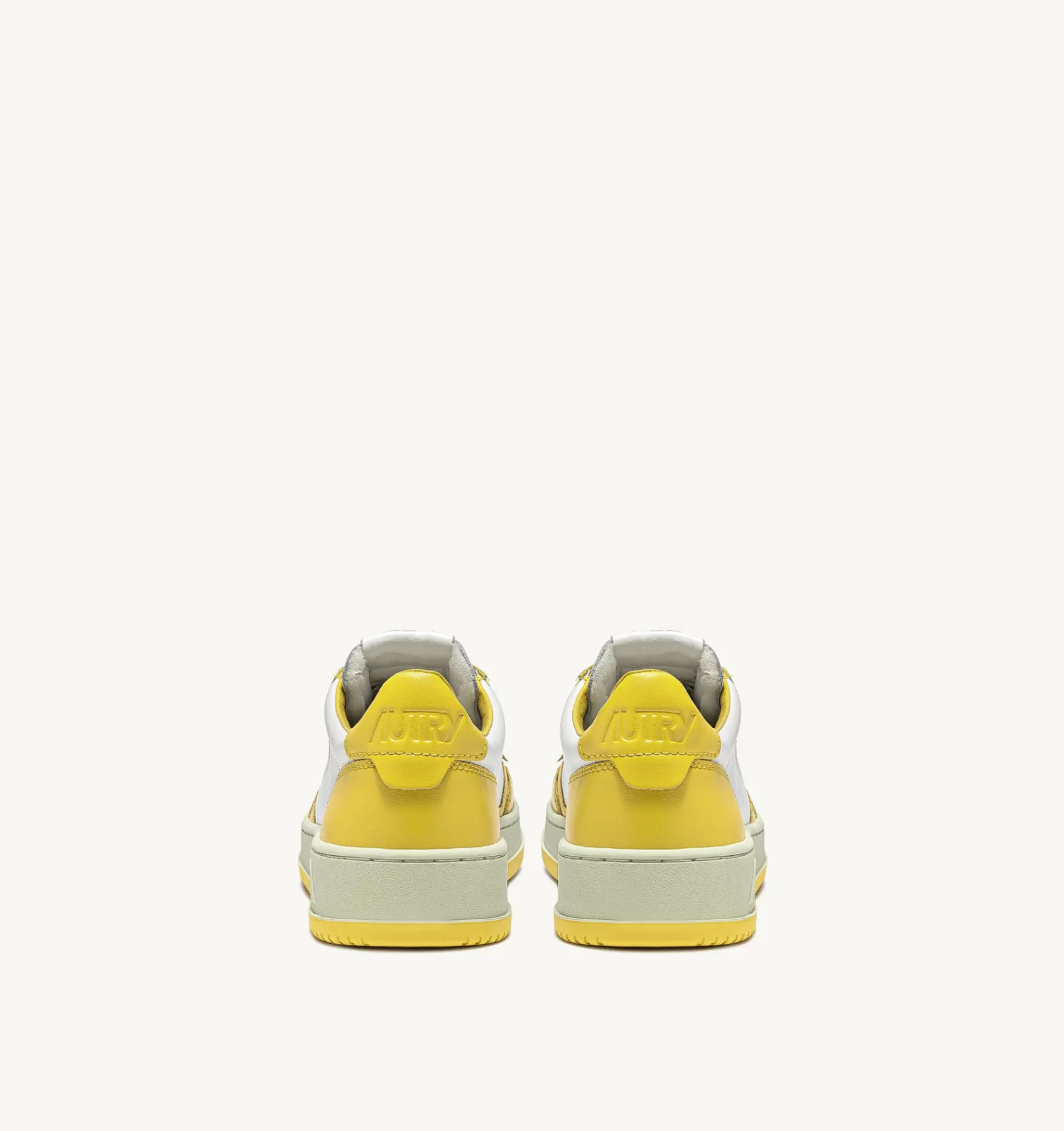 Frauen AUTRY Sneakers Medalist Low Aus Zweifarbigem Leder Weiss Und Gelb