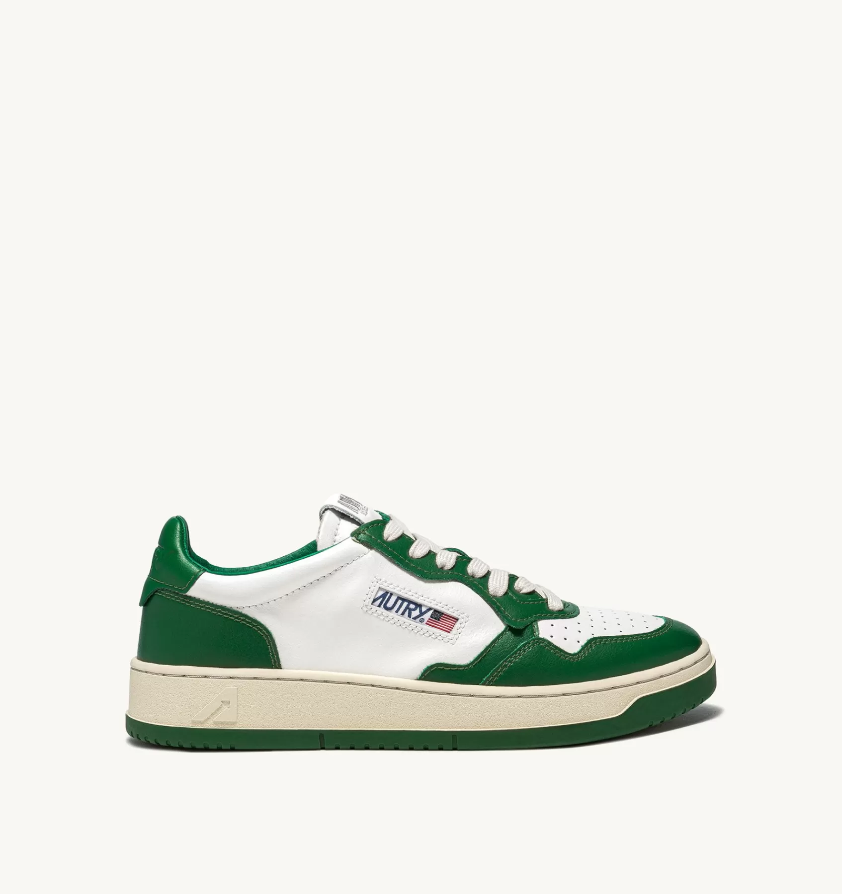 Frauen AUTRY Sneakers Medalist Low Aus Zweifarbigem Leder Weiss Und Grun