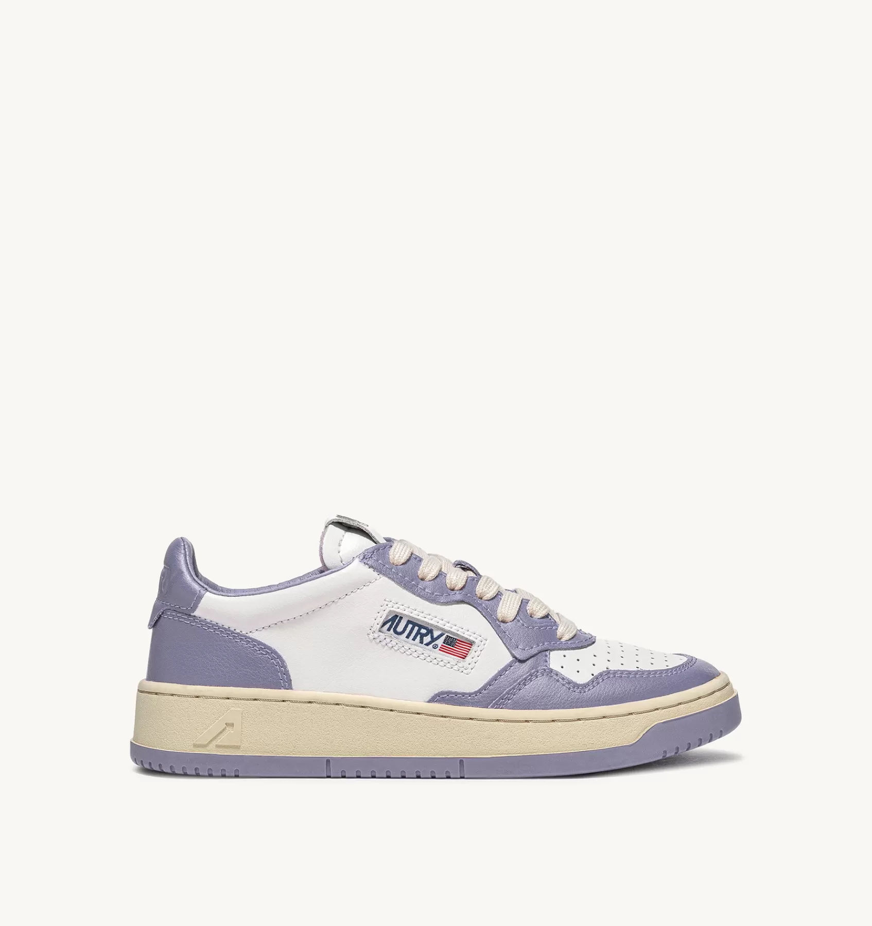 Frauen AUTRY Sneakers Medalist Low Aus Zweifarbigem Leder Weiss Und Lavendel