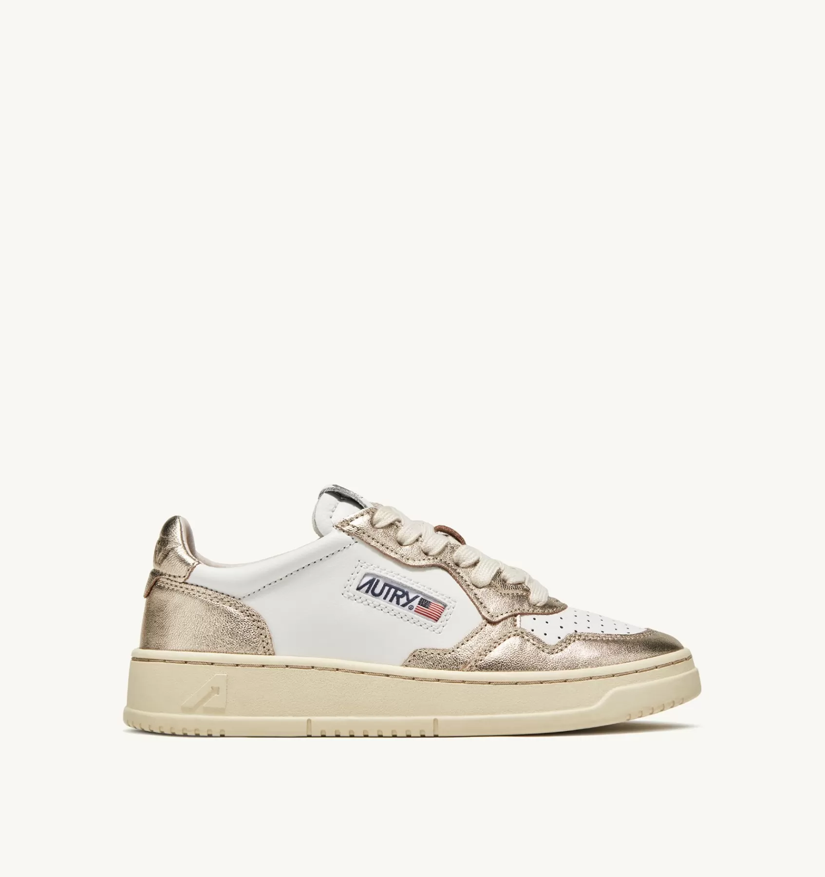 Frauen AUTRY Sneakers Medalist Low Aus Zweifarbigem Leder Weiss Und Platin