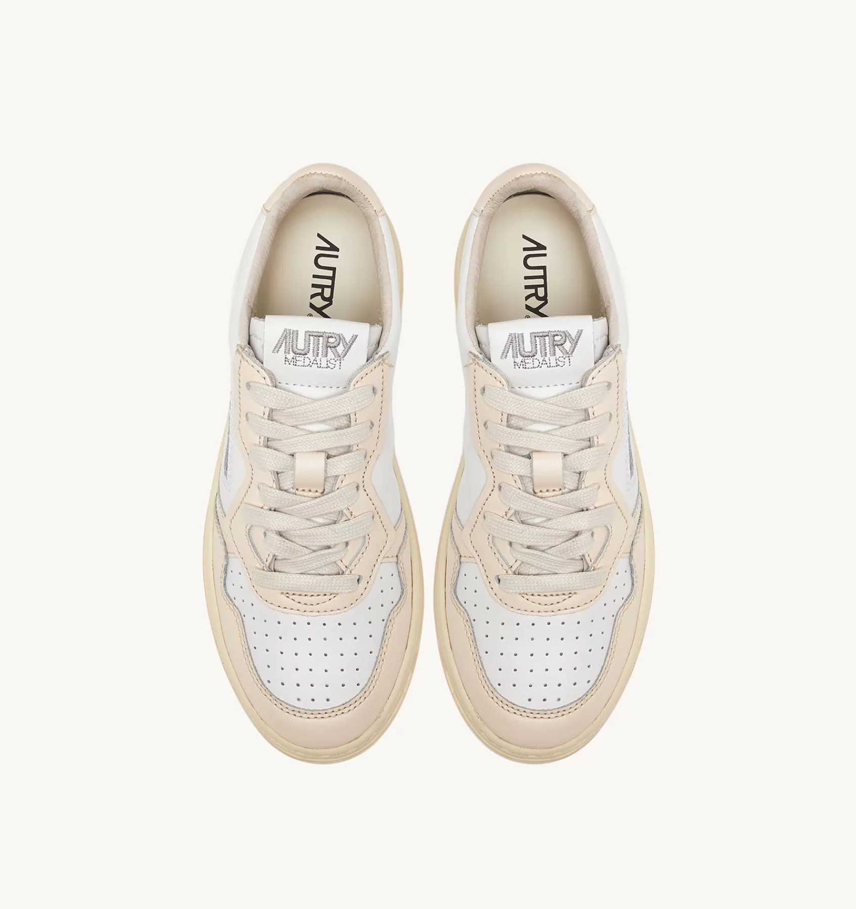 Frauen AUTRY Sneakers Medalist Low Aus Zweifarbigem Leder Weiss Und Rosa