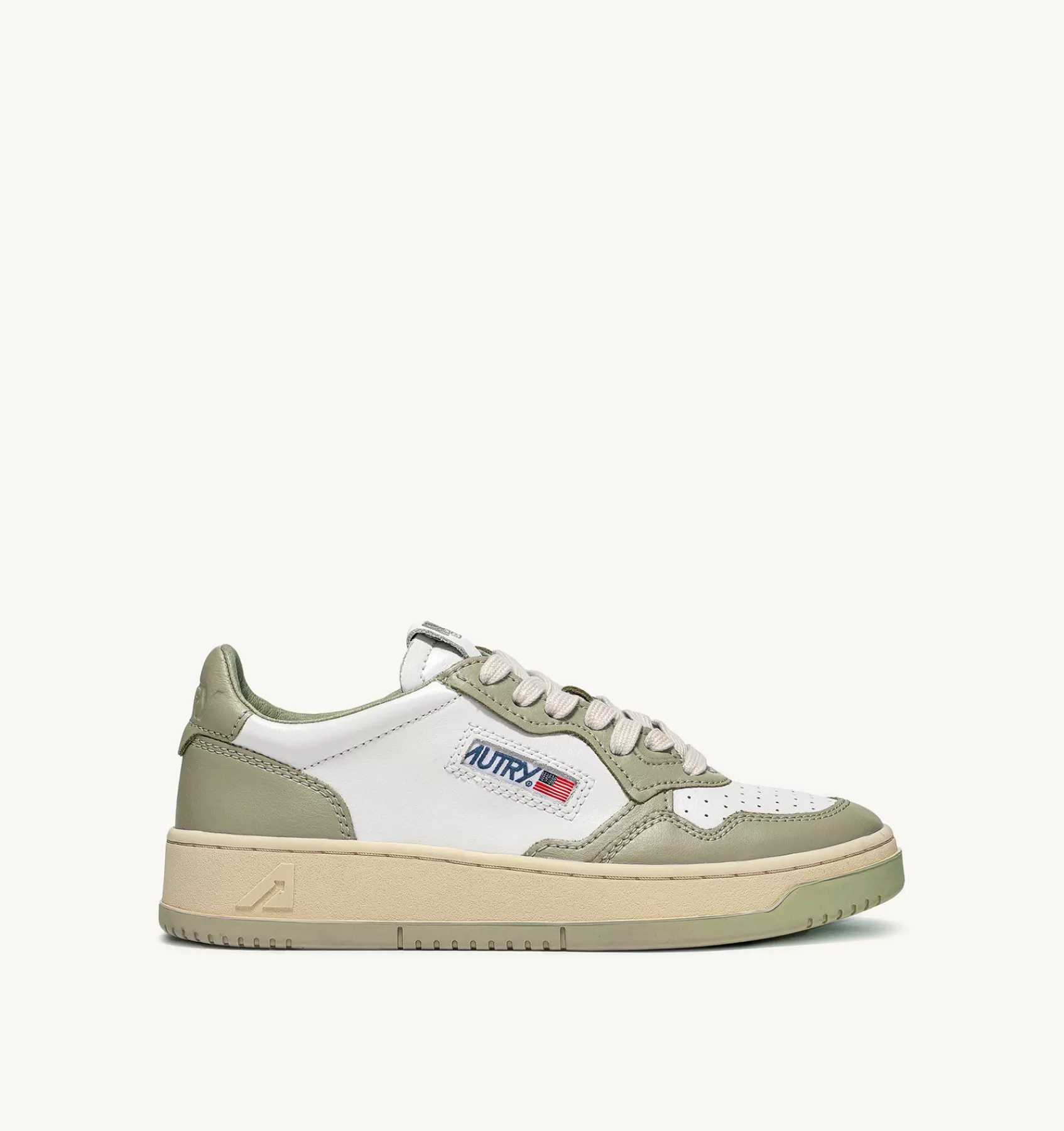 Frauen AUTRY Sneakers Medalist Low Aus Zweifarbigem Leder Weiss Und Taubengrau