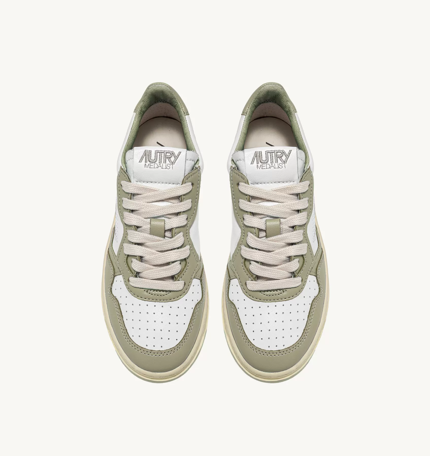 Frauen AUTRY Sneakers Medalist Low Aus Zweifarbigem Leder Weiss Und Taubengrau