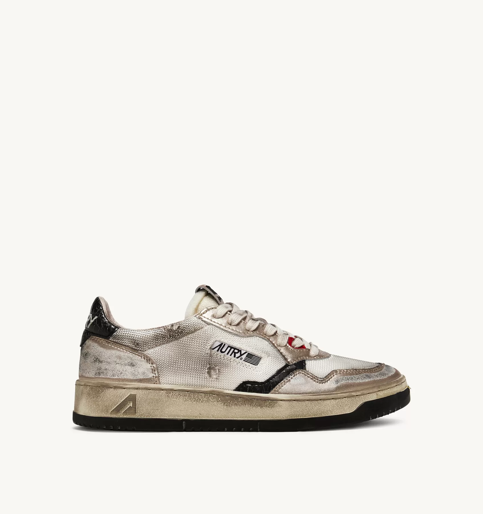 Frauen AUTRY Sneakers Medalist Low Super Vintage Aus Gewebe Und Wildleder In Weiss Und Gold