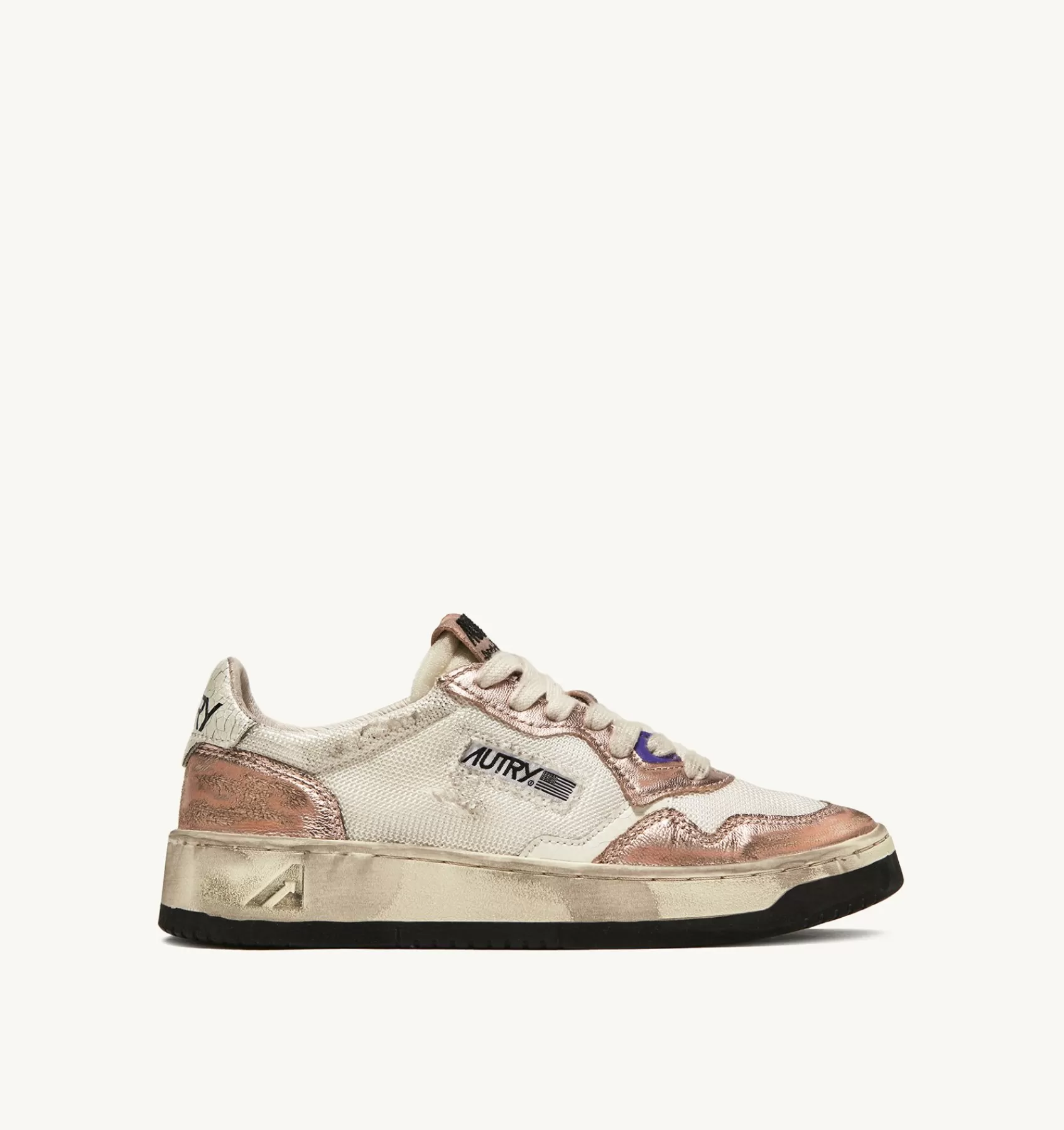 Frauen AUTRY Sneakers Medalist Low Super Vintage Aus Gewebe Und Wildleder In Weiss Und Rosa
